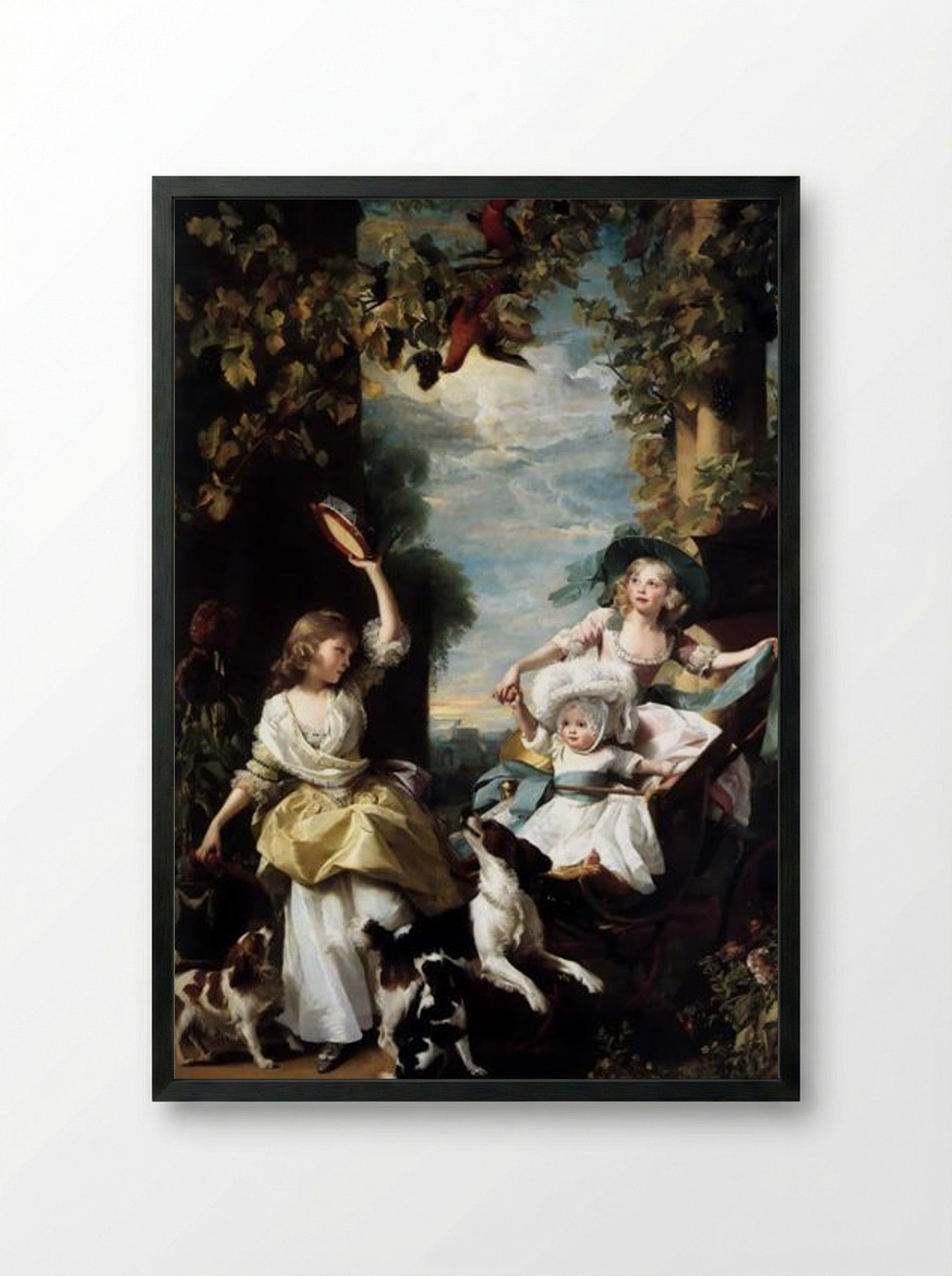 The Three Youngest Daughters of George III - John Singleton Copley - Framed Print Black