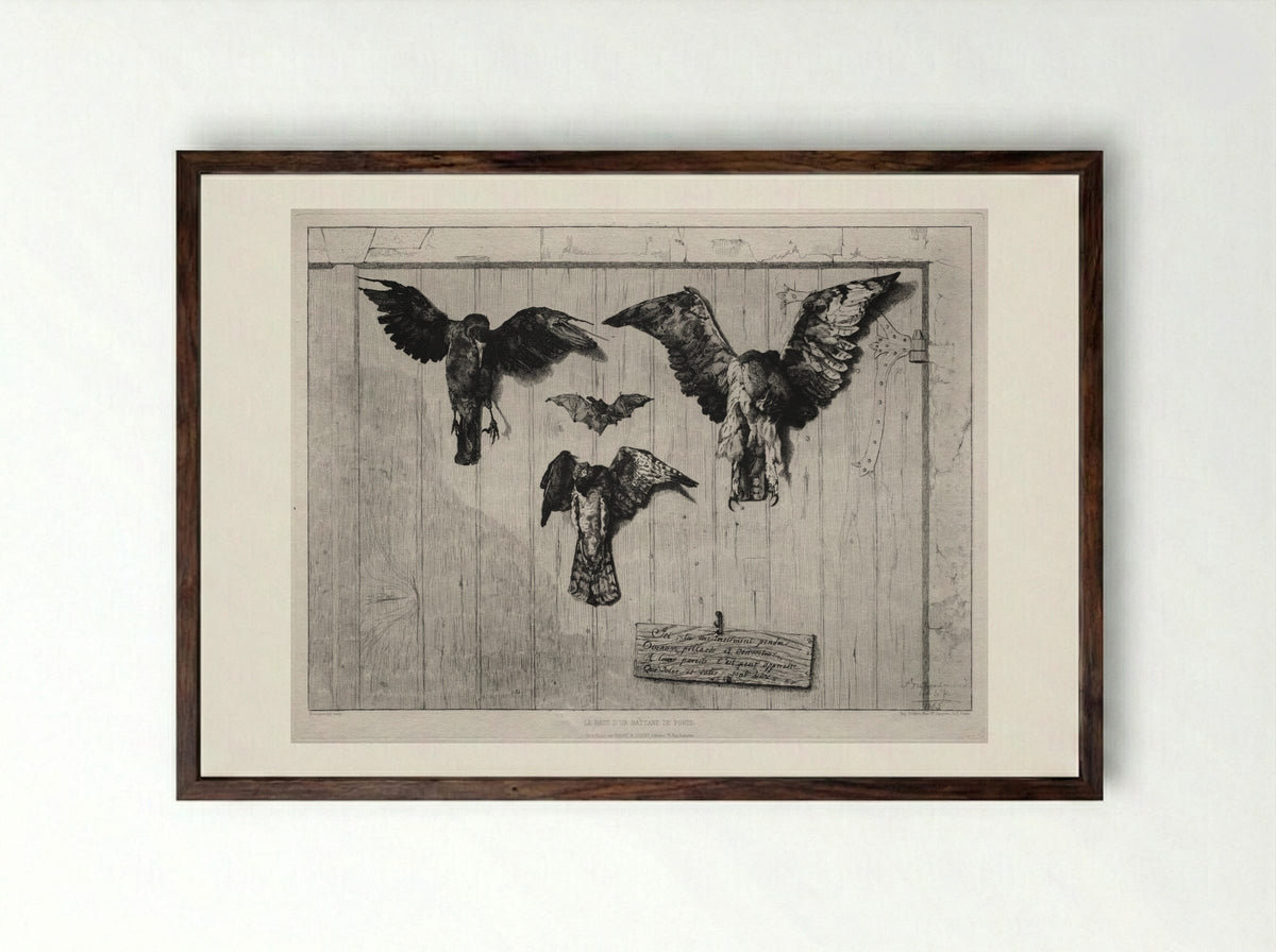 The Top of the Swing-Door - Félix Bracquemond - Framed Print Dark Wood
