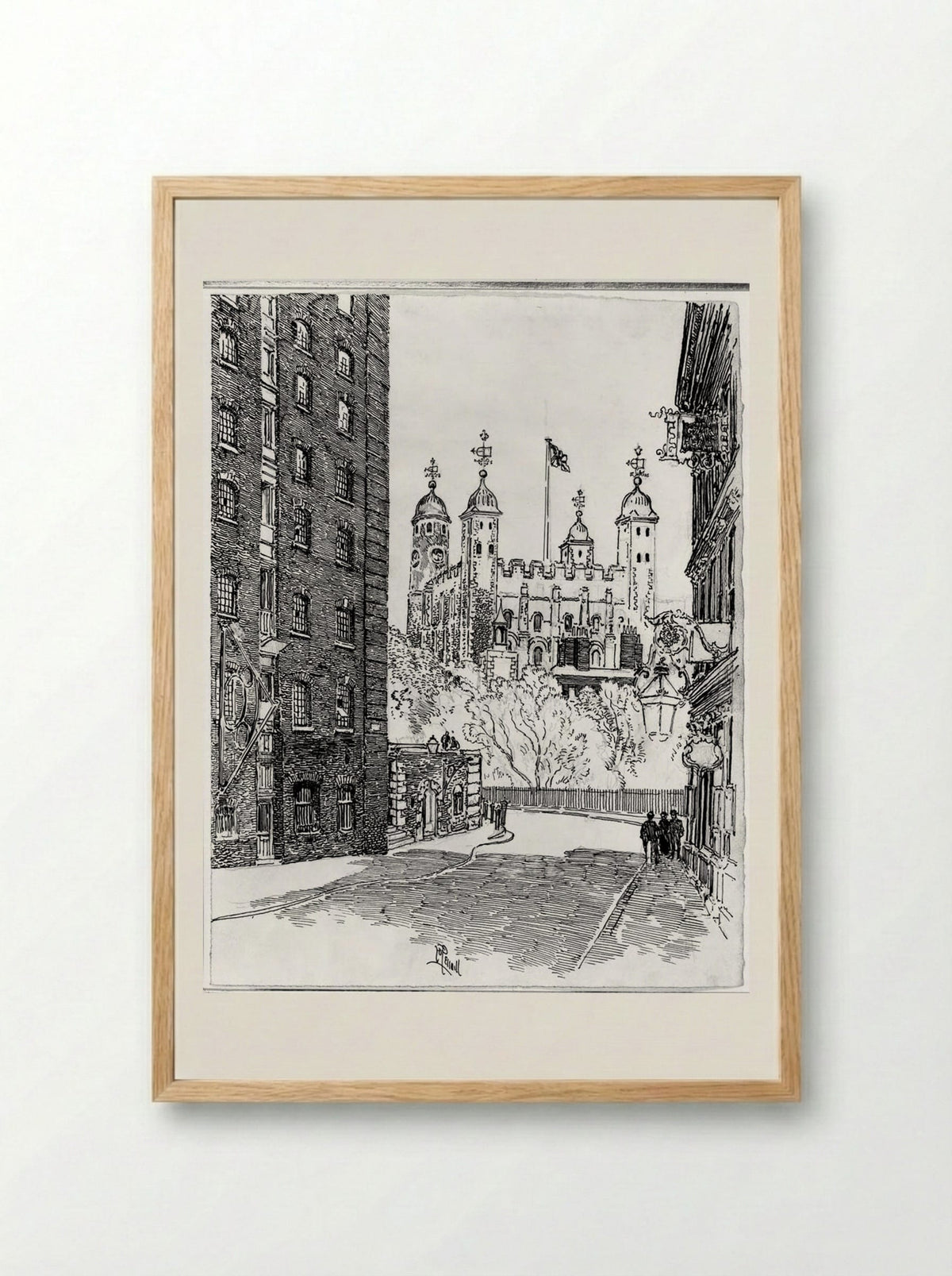 The Tower from Great Tower Street - Joseph Pennell - Framed Print Wood