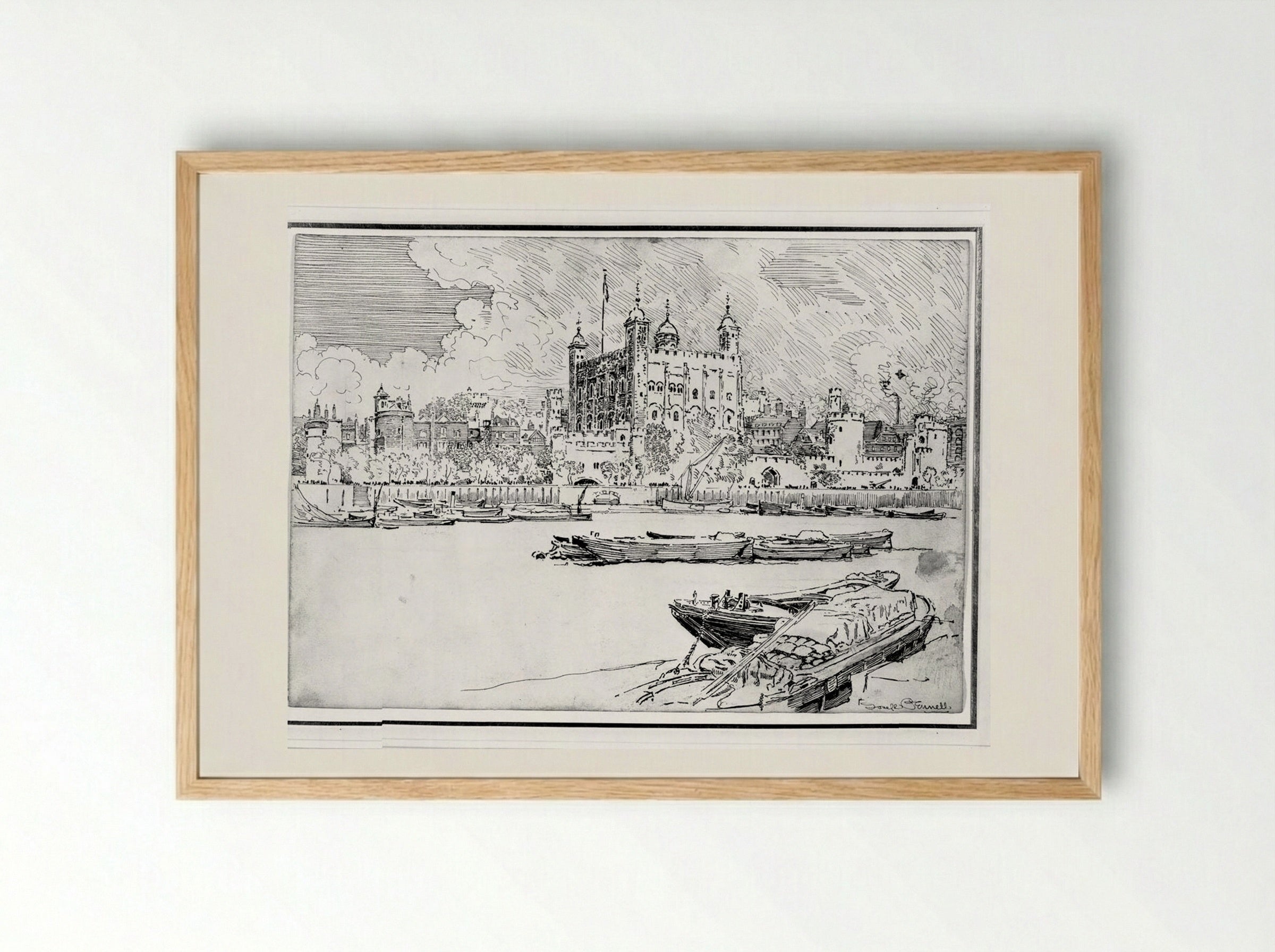 The Tower from the Thames - Joseph Pennell - Framed Print Wood