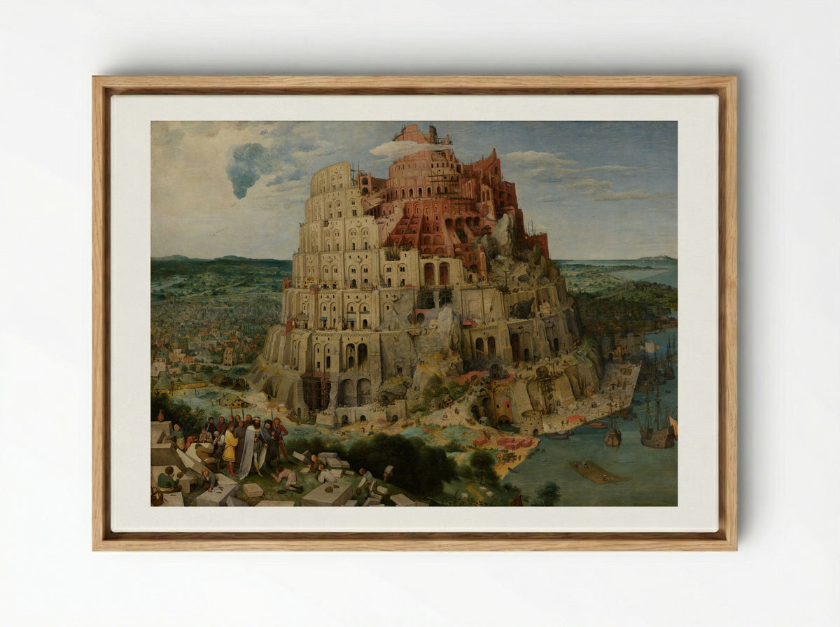 The Tower of Babel - Pieter Bruegel the Elder - Framed Canvas Wood