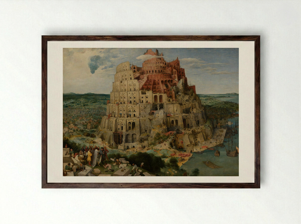 The Tower of Babel - Pieter Bruegel the Elder - Framed Print Dark Wood