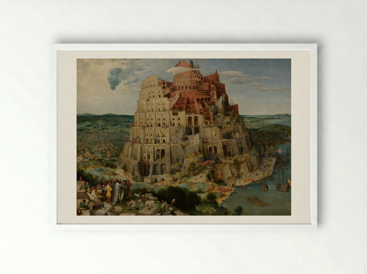 The Tower of Babel - Pieter Bruegel the Elder - Framed Print White