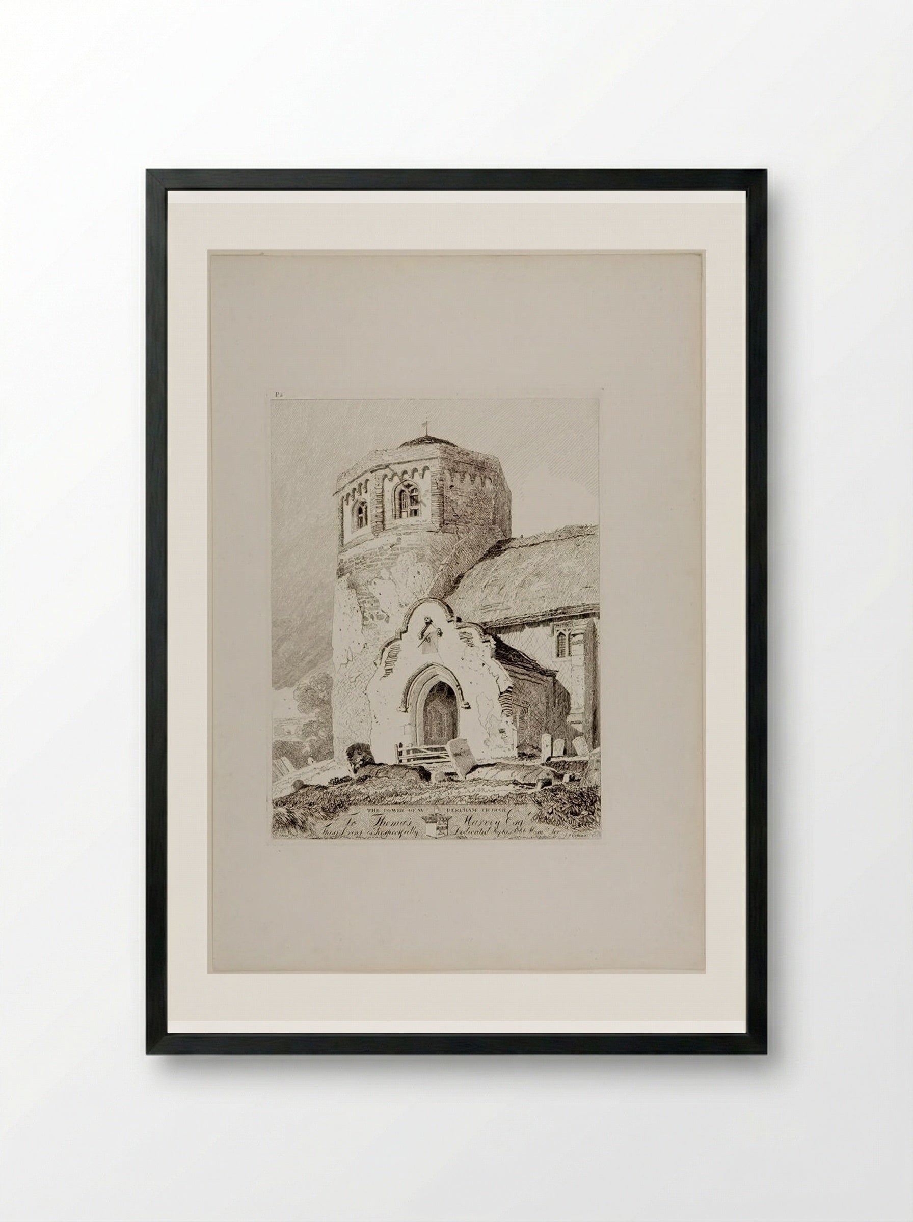 The Tower of West Dereham Church - John Sell Cotman - Framed Print Black
