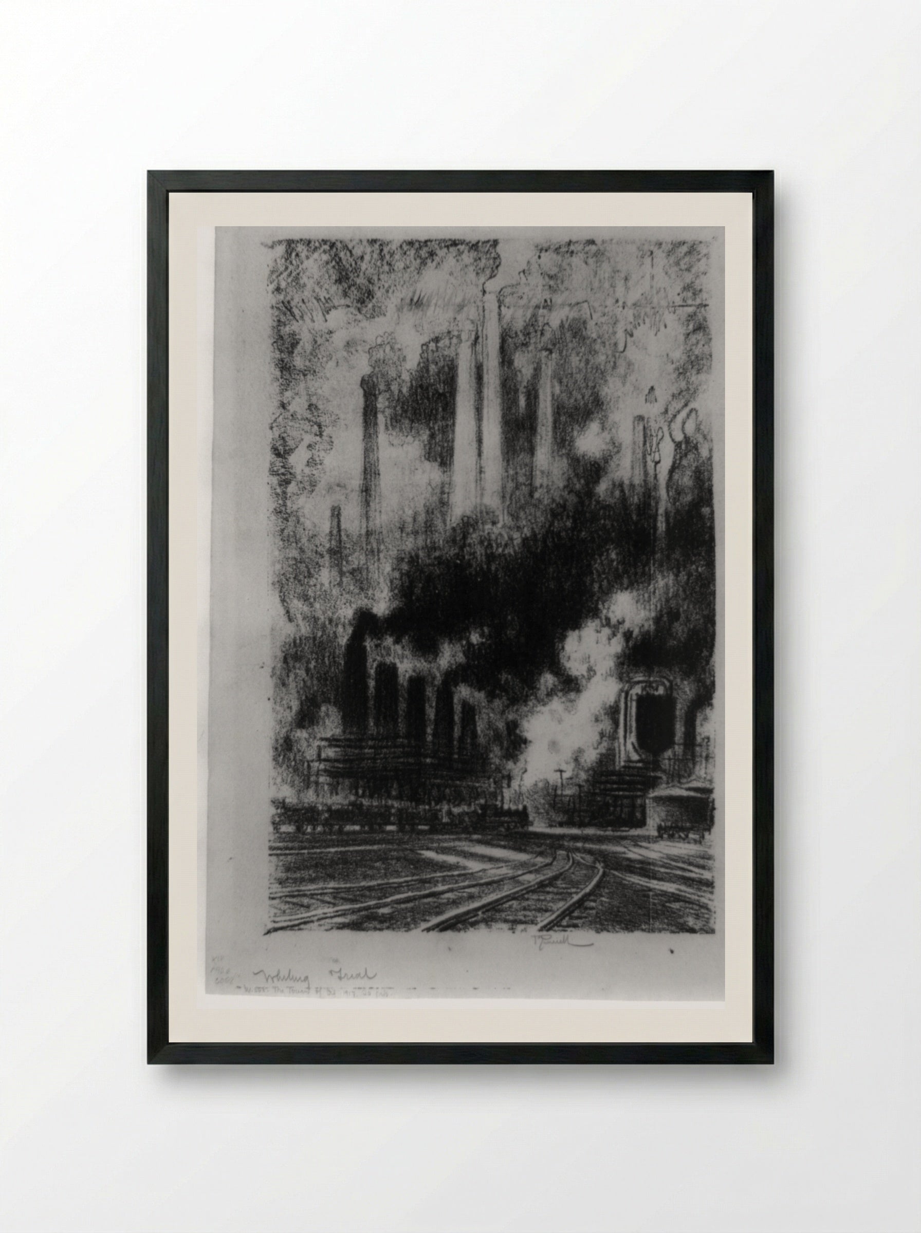 The Towers of Oil - Joseph Pennell - Framed Print Black