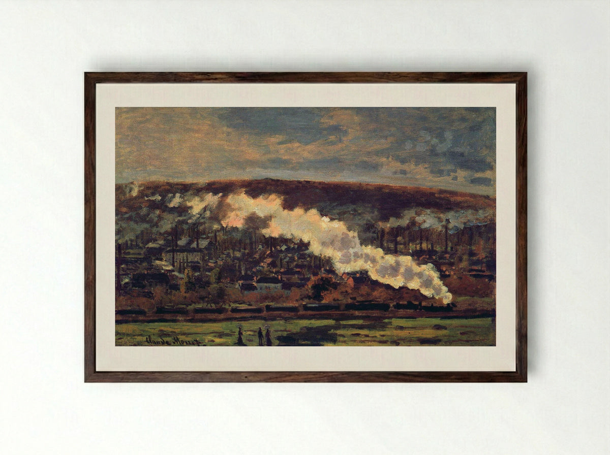 The Train - Claude Monet - Framed Print Dark Wood