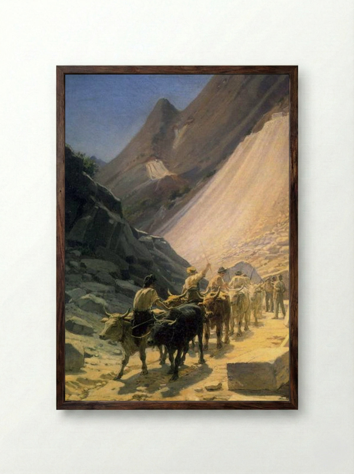 The Transportation of Marble at Carrara - Nikolai Ge - Framed Print Dark Wood