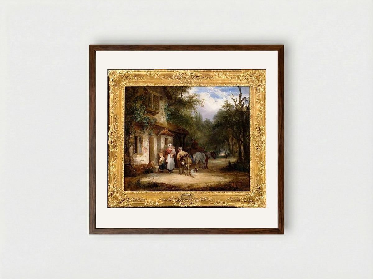The Traveller's Rest - William Shayer - Framed Print Dark Wood