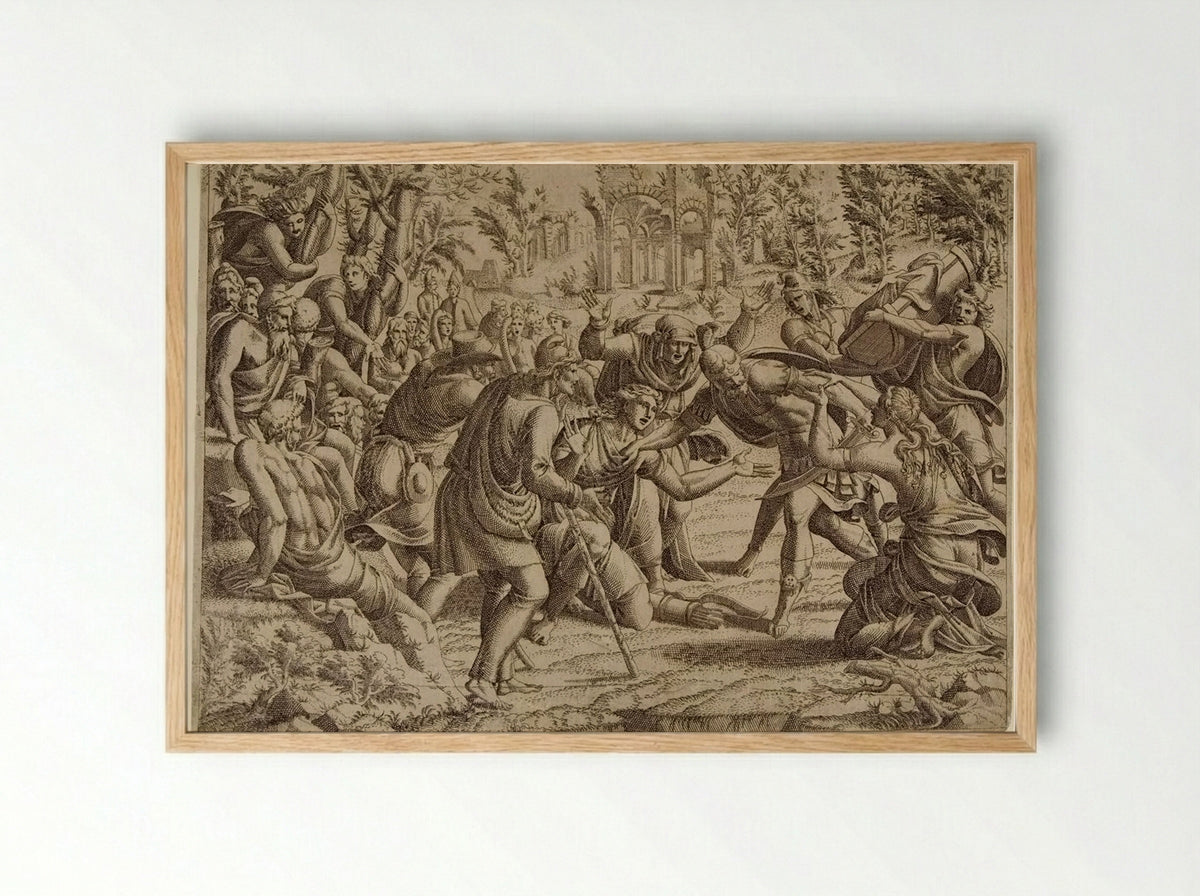 The Treacherous Simon Brought into the Trojan's Camp by the Shepherds - Jean Mignon - Framed Print Wood