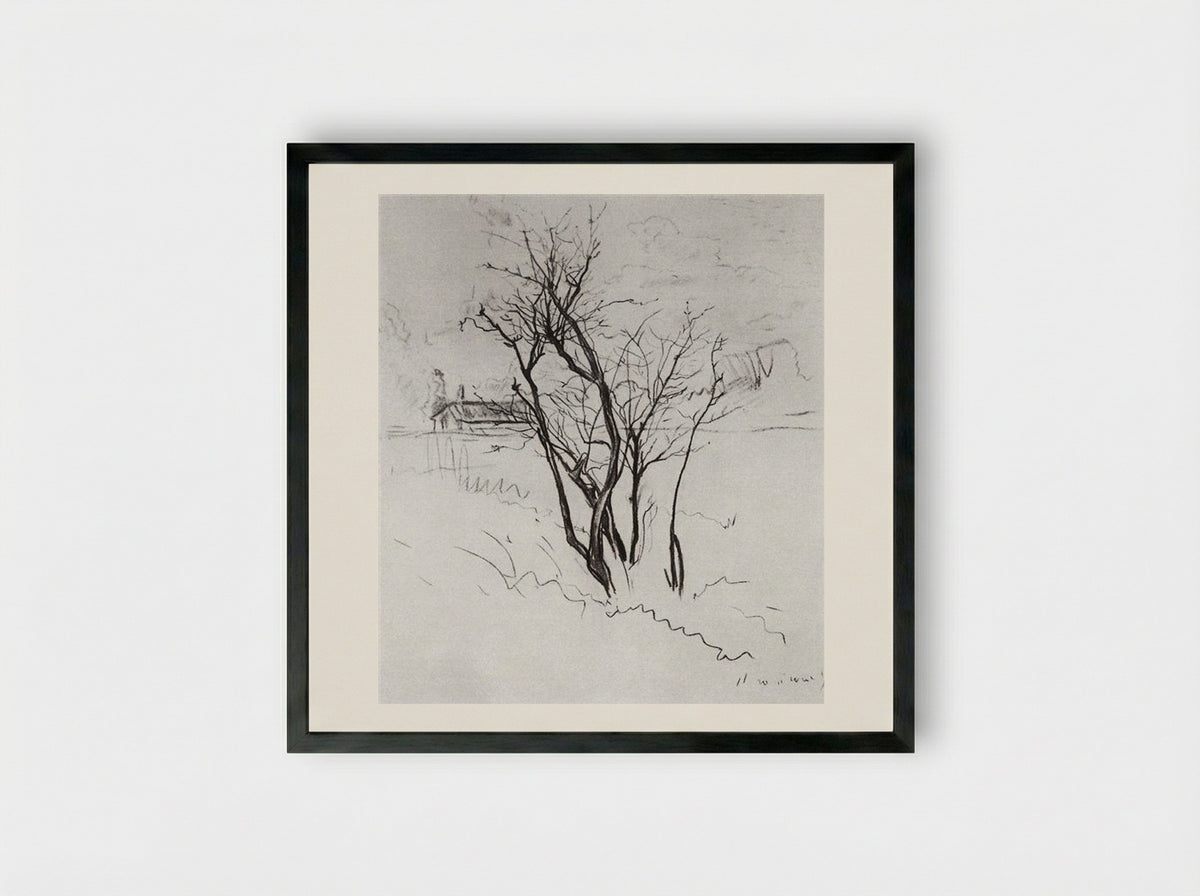 The Tree in the Field - Konstantin Somov - Framed Print Black