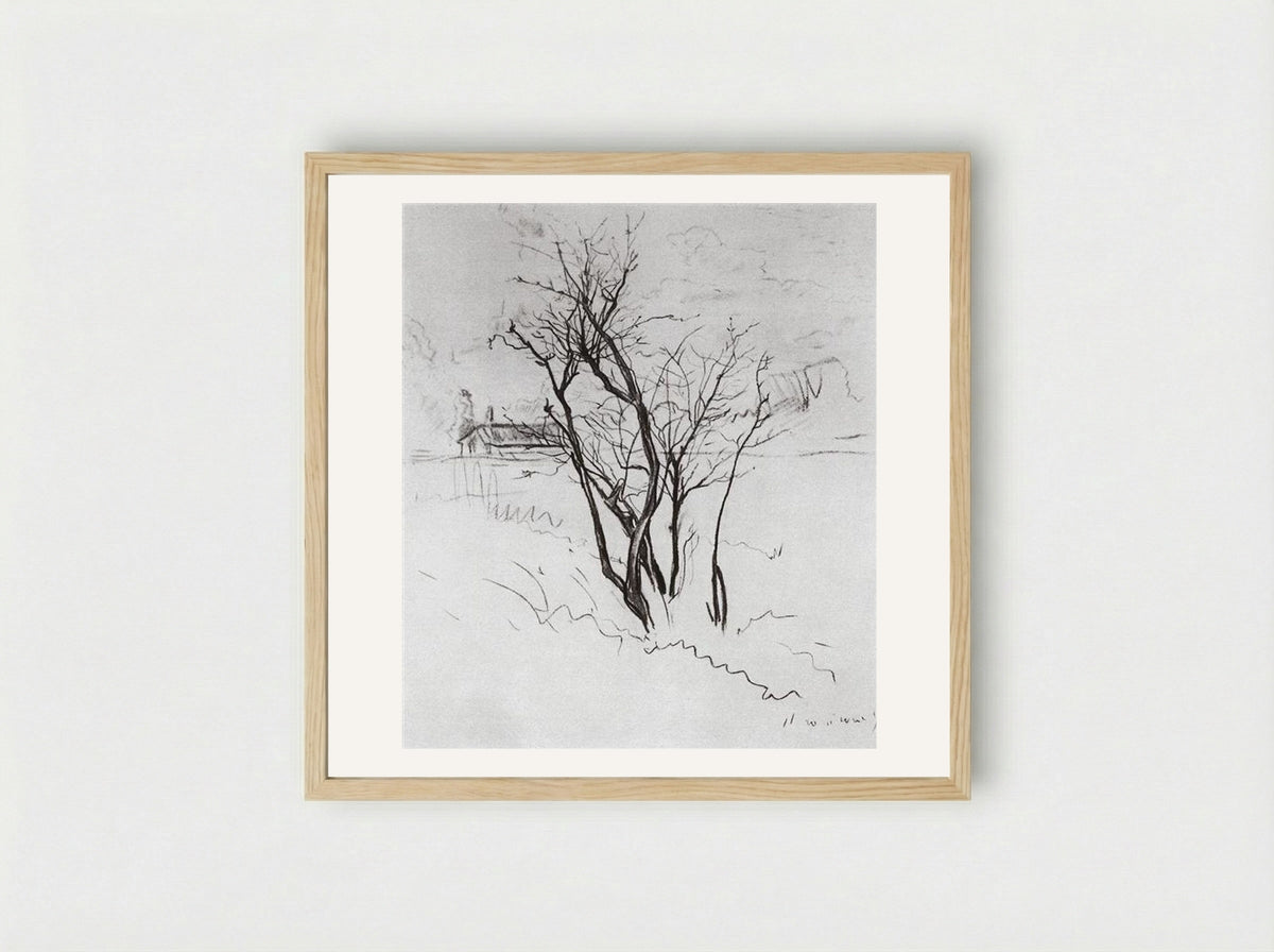The Tree in the Field - Konstantin Somov - Framed Print Wood