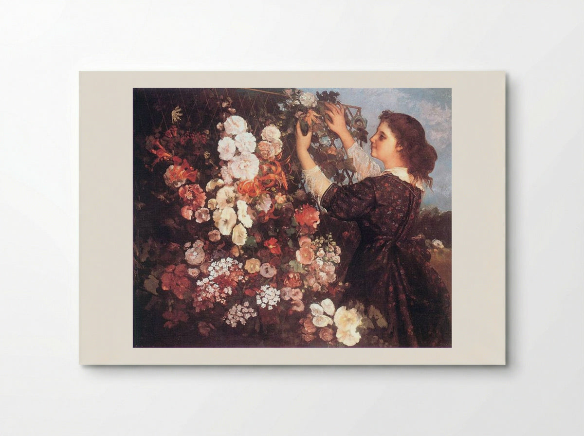 The Trellis (Young Woman Arranging Flowers) - Gustave Courbet - Poster