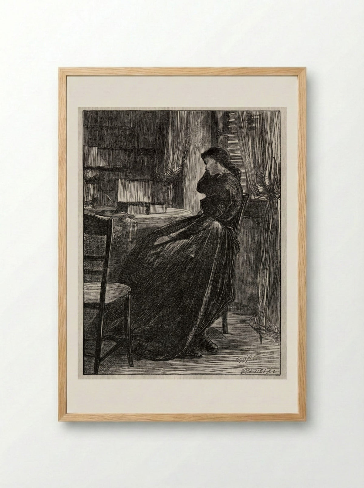 The Trial Sermon, Joanna Douglas at Her Desk - James McNeill Whistler - Framed Print Wood