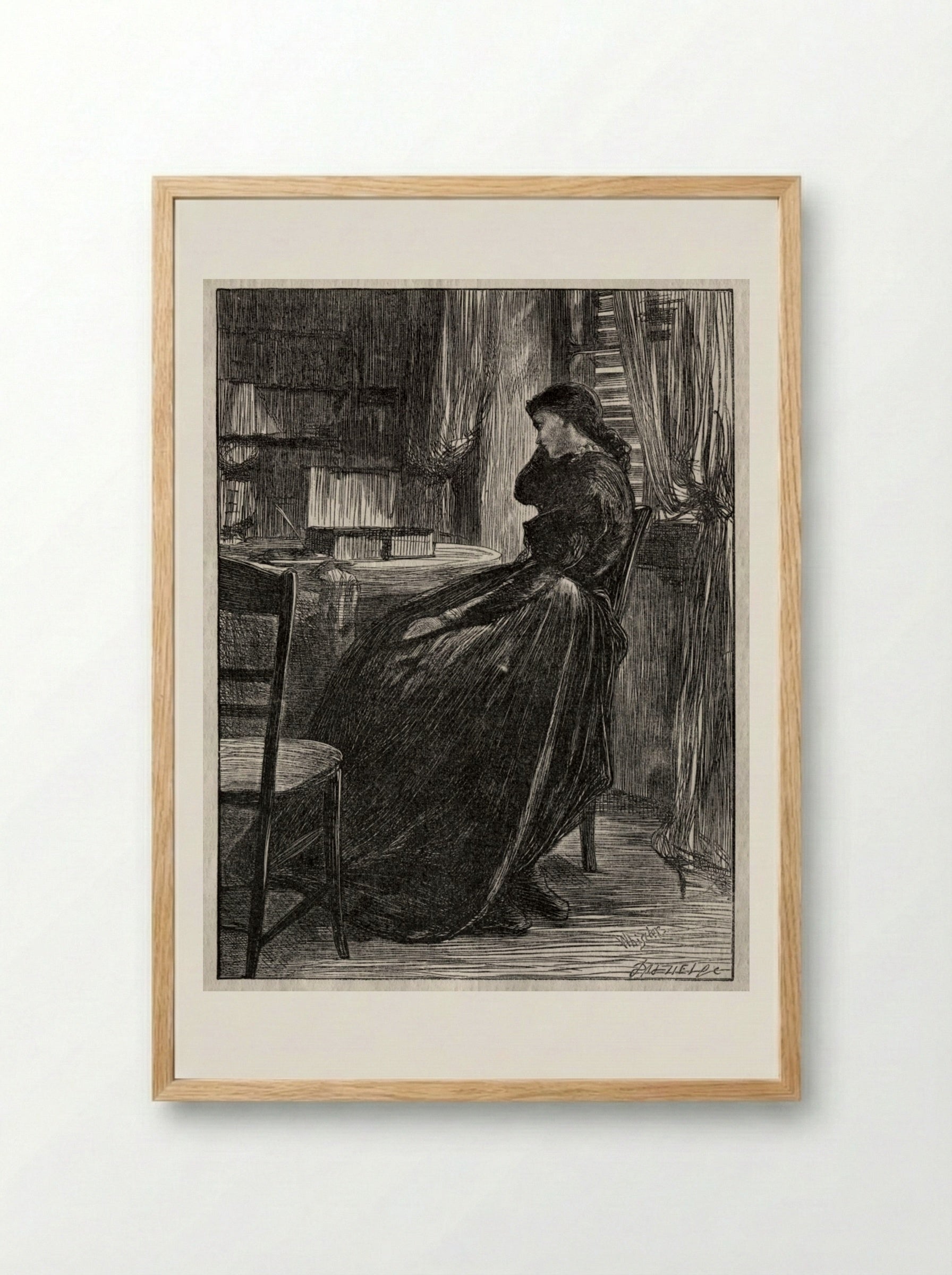 The Trial Sermon, Joanna Douglas at Her Desk - James McNeill Whistler - Framed Print Wood