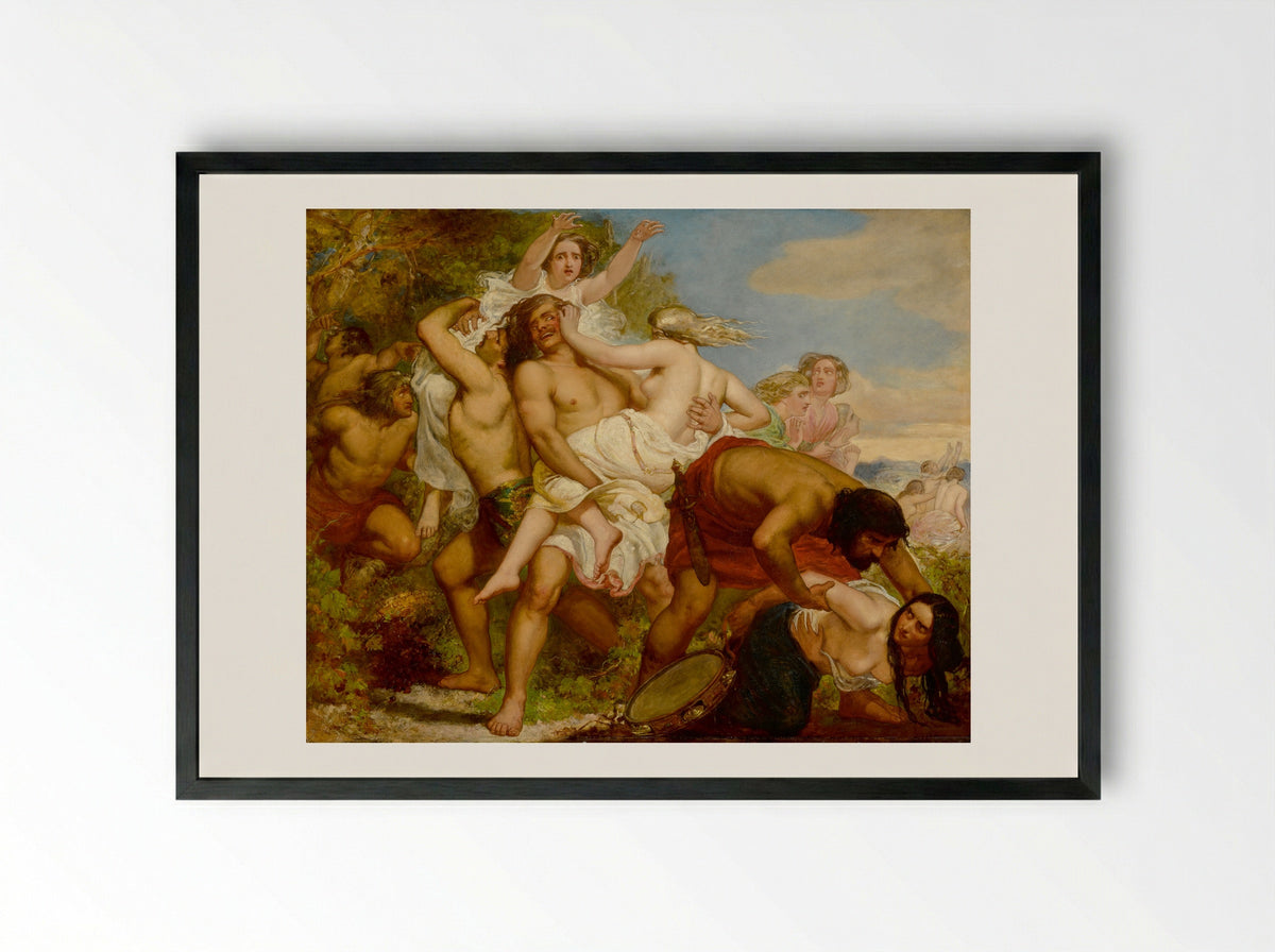The Tribe of Benjamin Seizing the Daughters of Shiloh - John Everett Millais - Framed Print Black