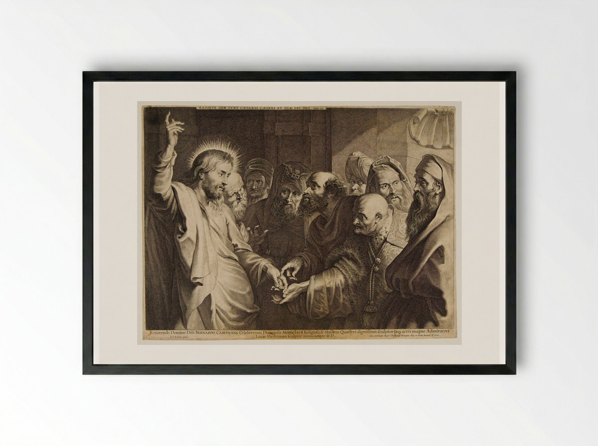 The Tribute Money - Lucas Vorsterman I - Framed Print Black