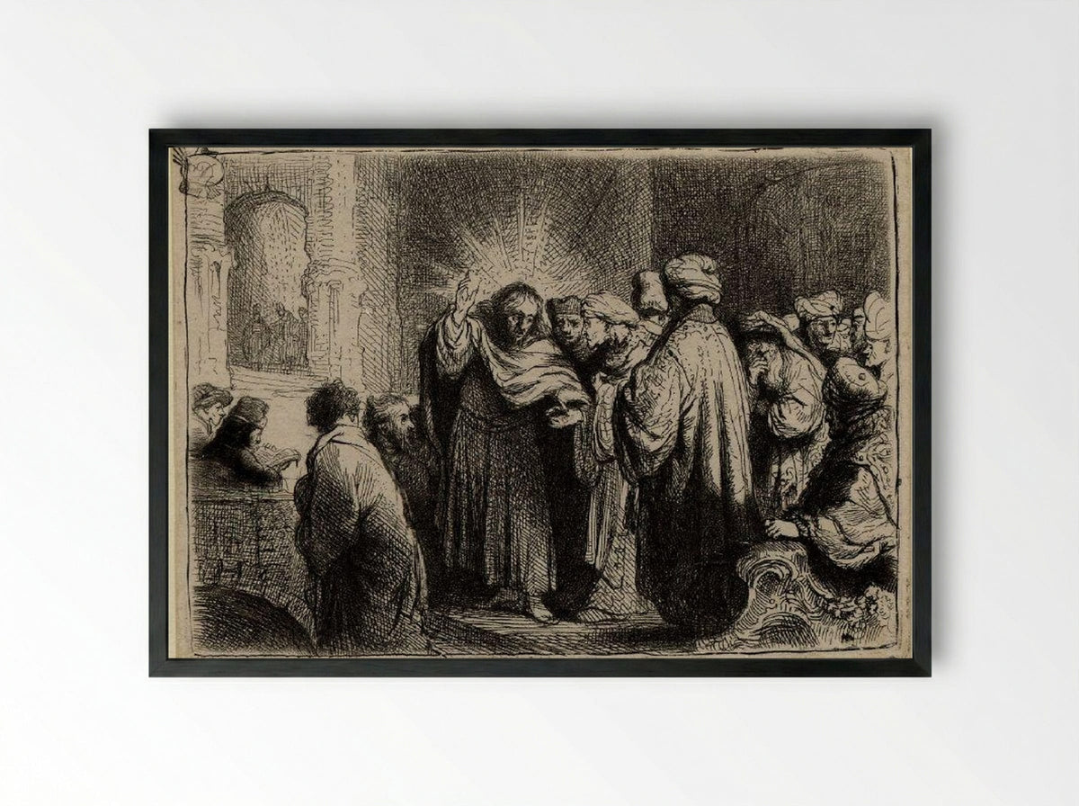The Tribute Money - Rembrandt van Rijn - Framed Print Black
