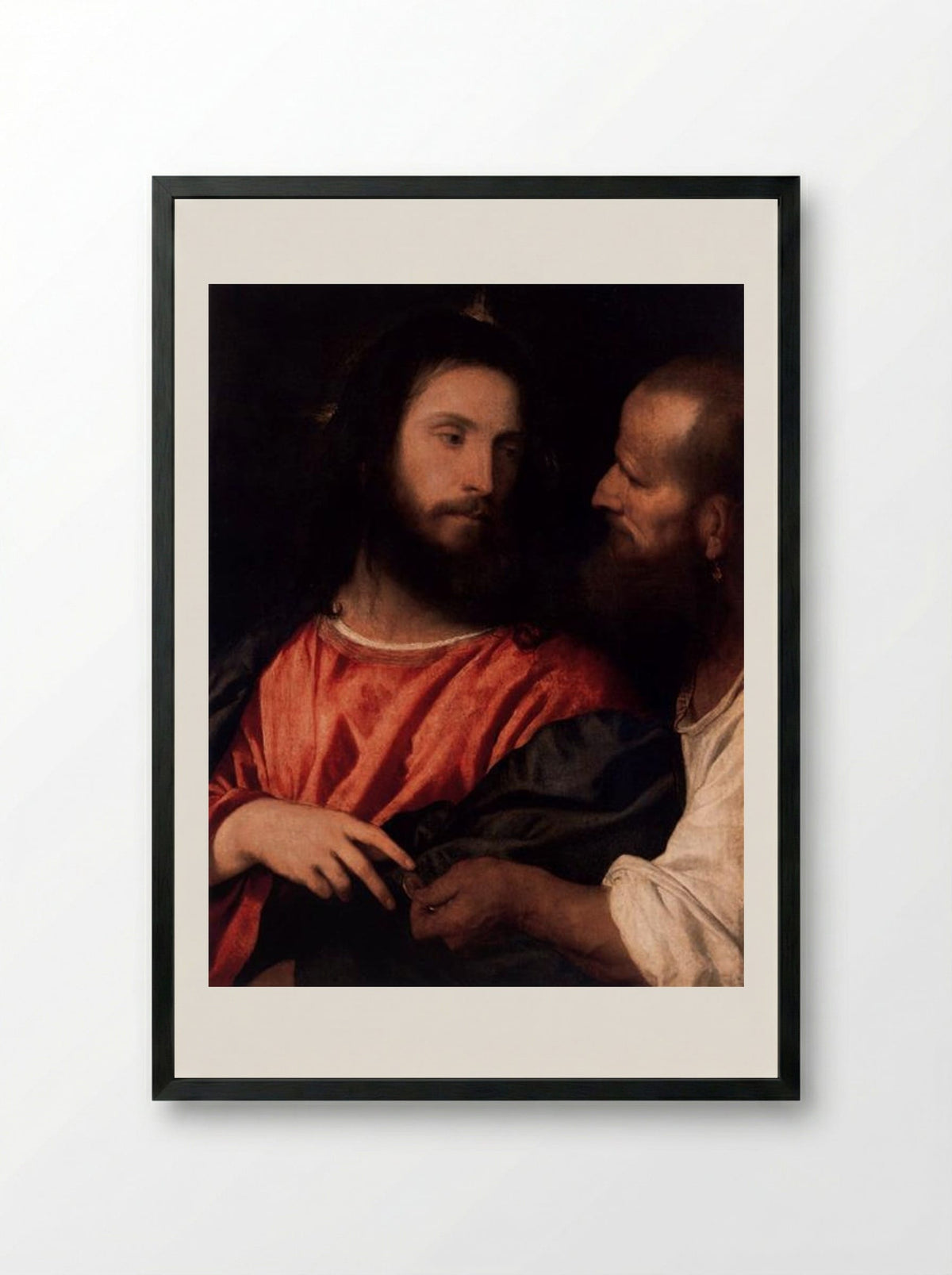 The Tribute Money - Titian - Framed Print Black