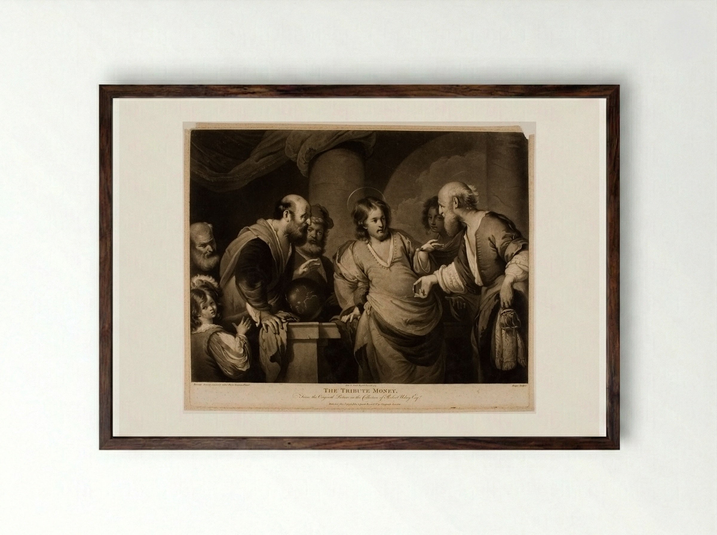 The Tribute Money - Charles Howard Hodges - Framed Print Dark Wood