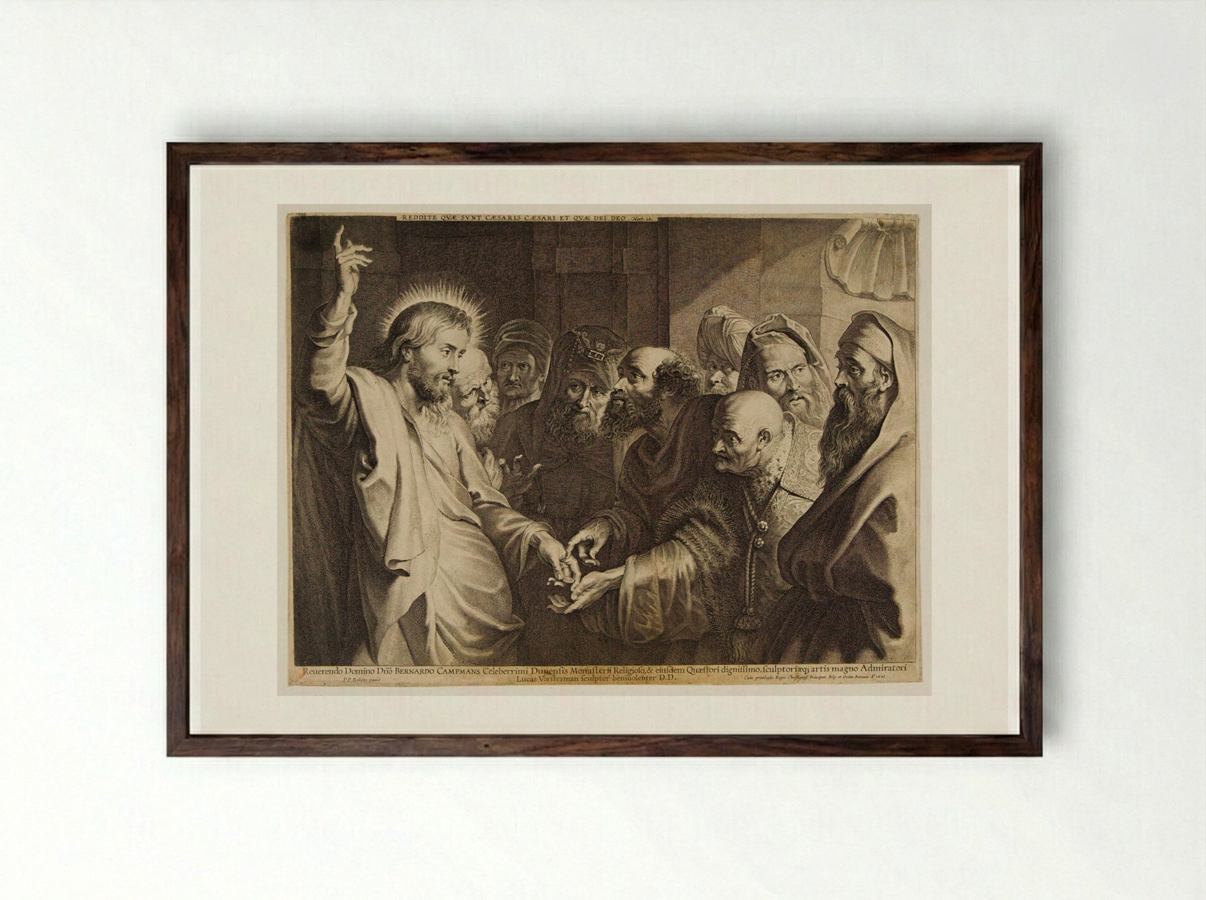The Tribute Money - Lucas Vorsterman I - Framed Print Dark Wood