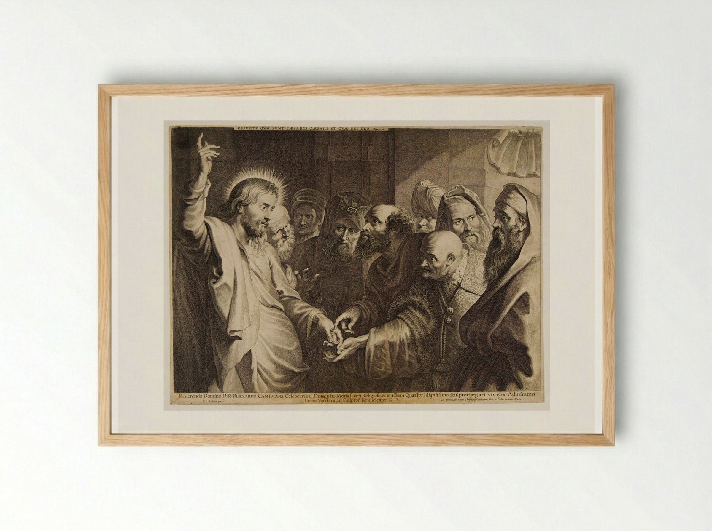 The Tribute Money - Lucas Vorsterman I - Framed Print Wood