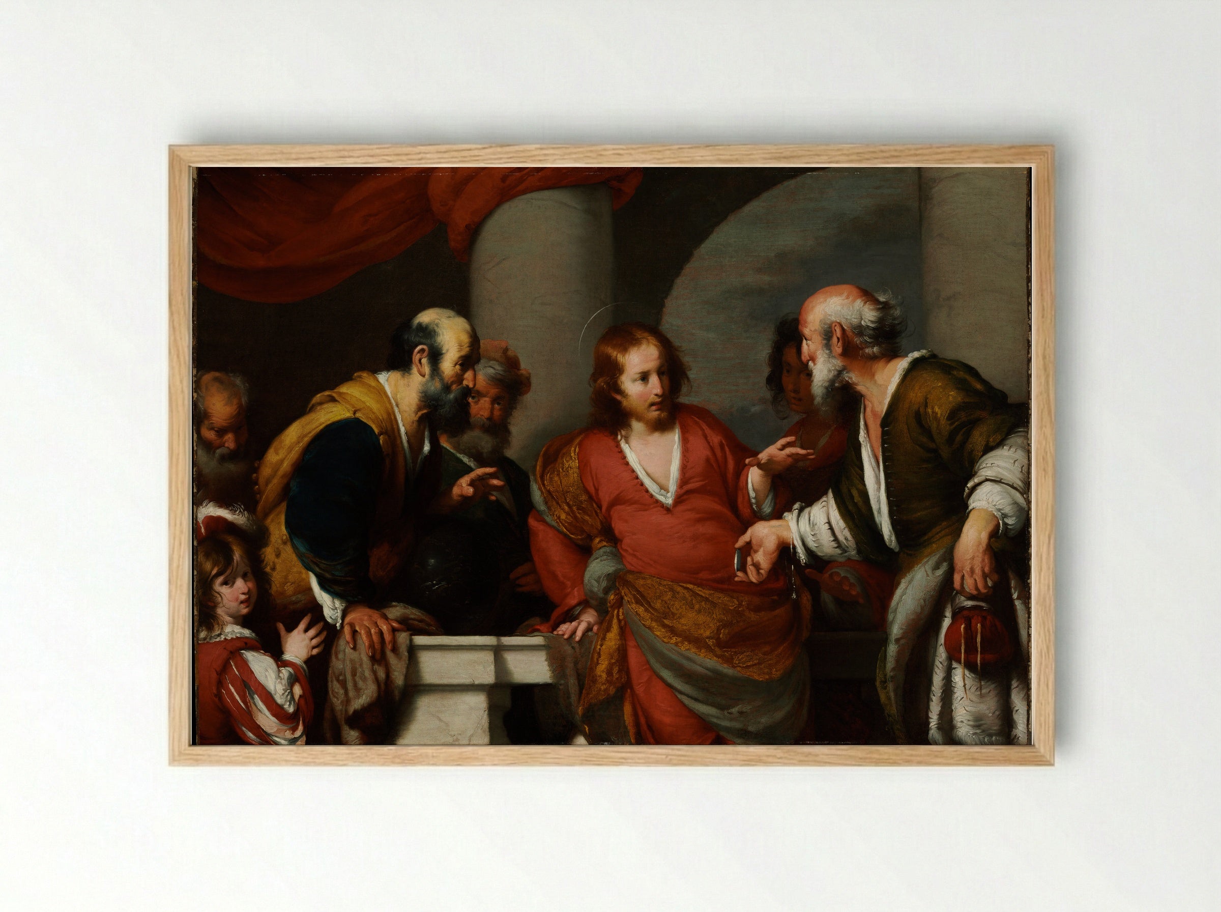 The Tribute Money - Bernardo Strozzi - Framed Print Wood