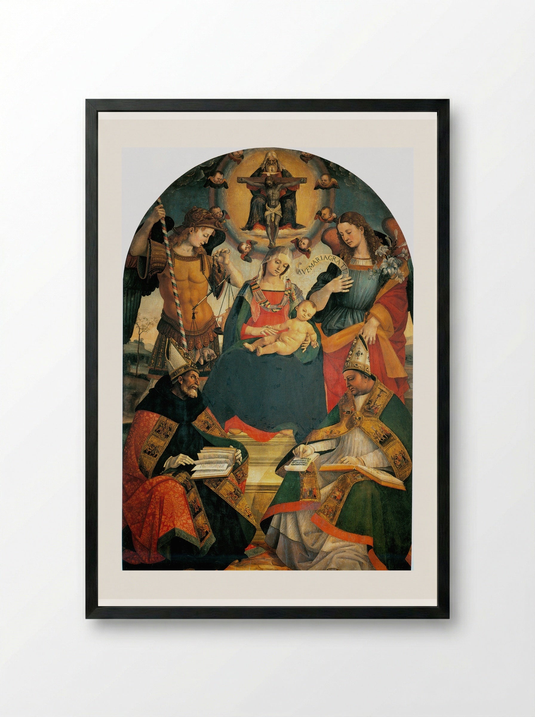 The Trinity, the Virgin and Two Saints - Luca Signorelli - Framed Print Black