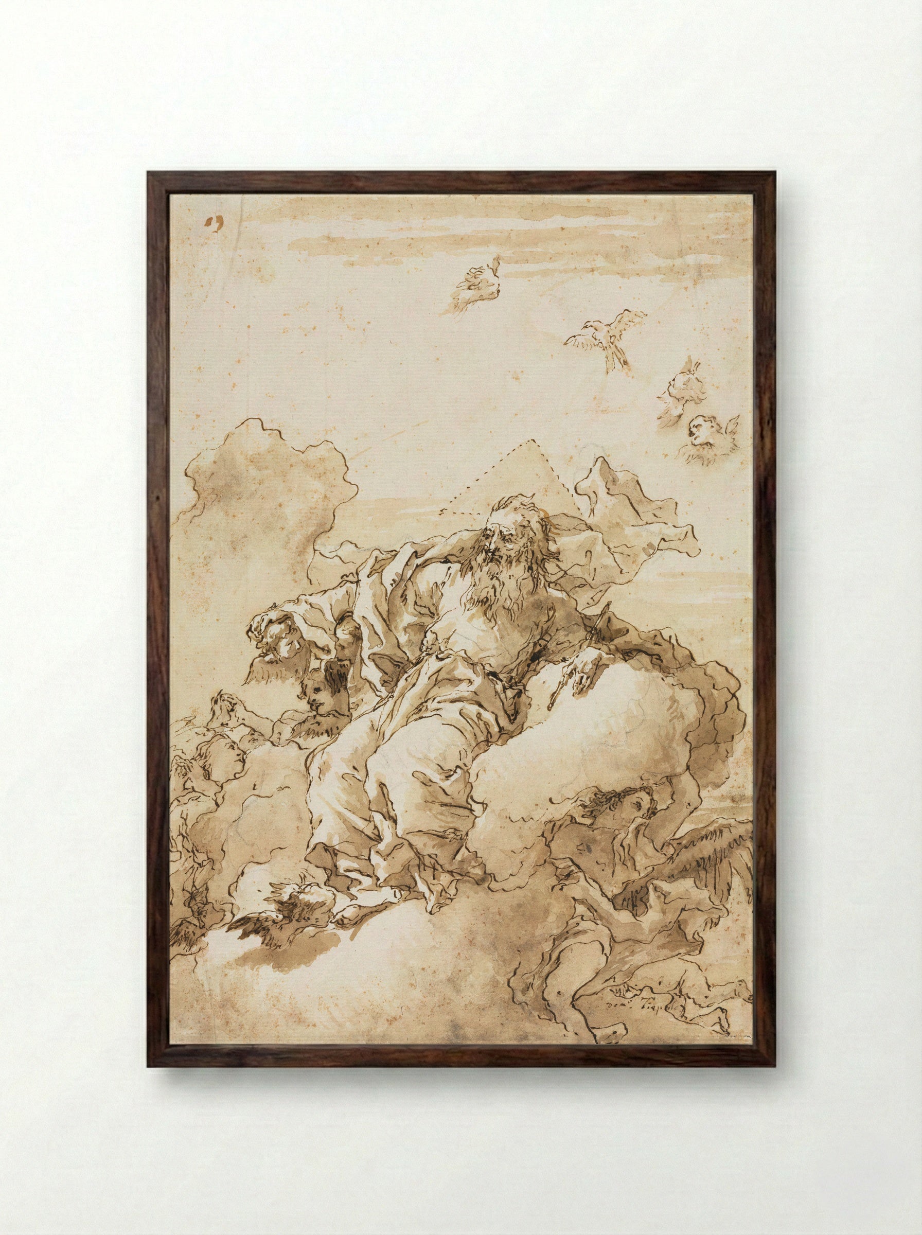 The Trinity - Giovanni Domenico Tiepolo - Framed Print Dark Wood