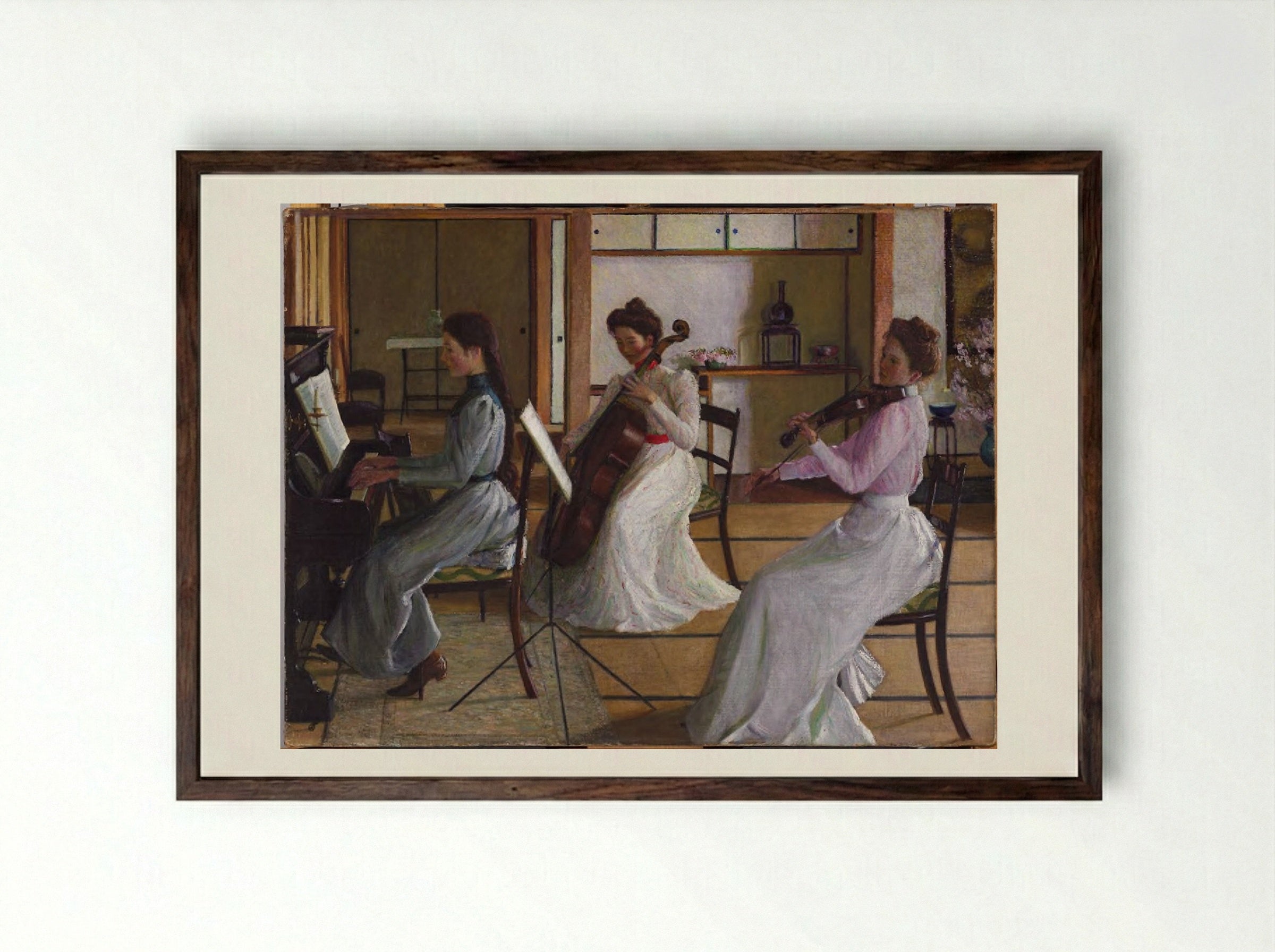 The Trio - Lilla Cabot Perry - Framed Print Dark Wood