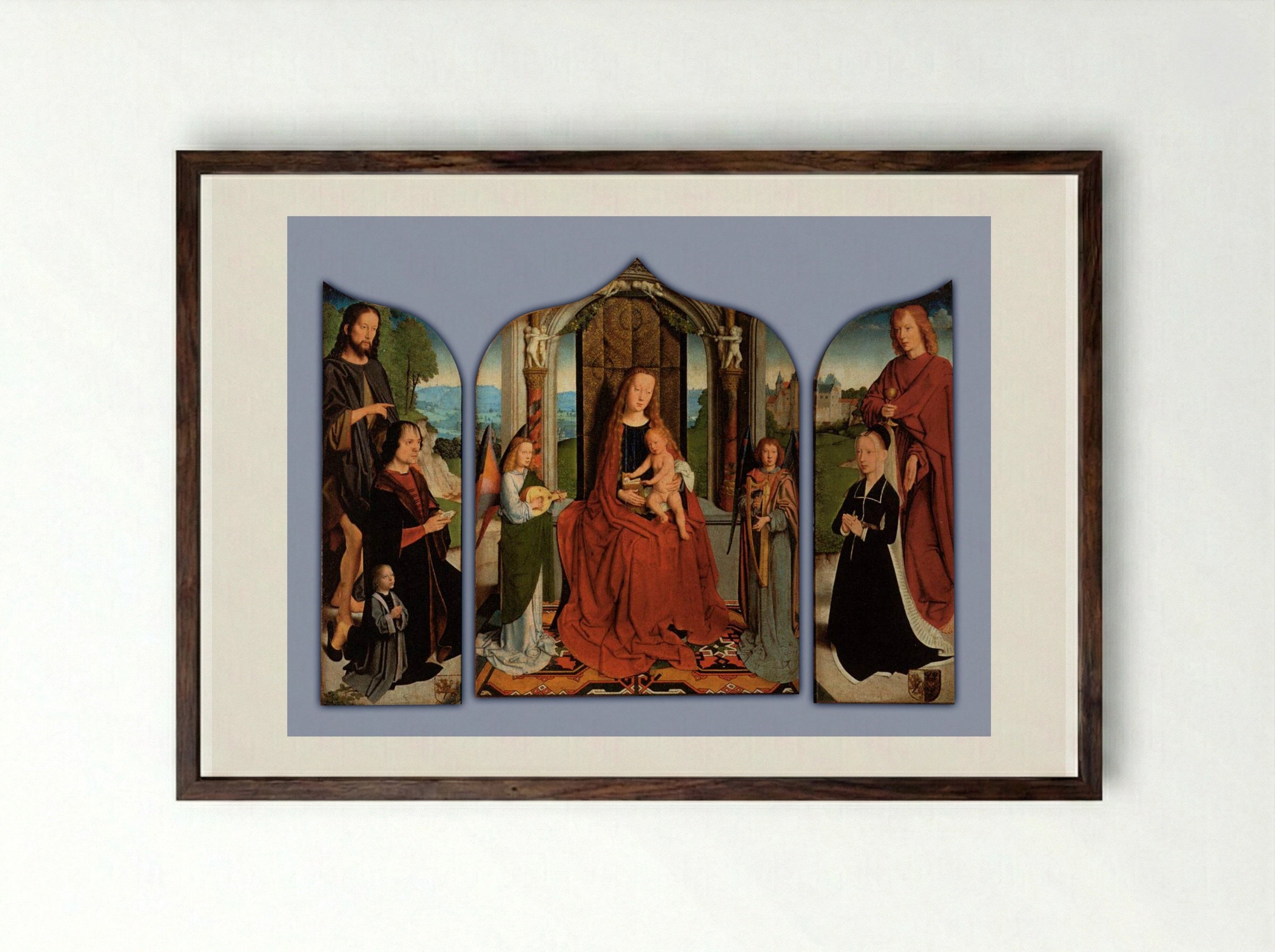 The Triptych of the Sedano Family - Gerard David - Framed Print Dark Wood