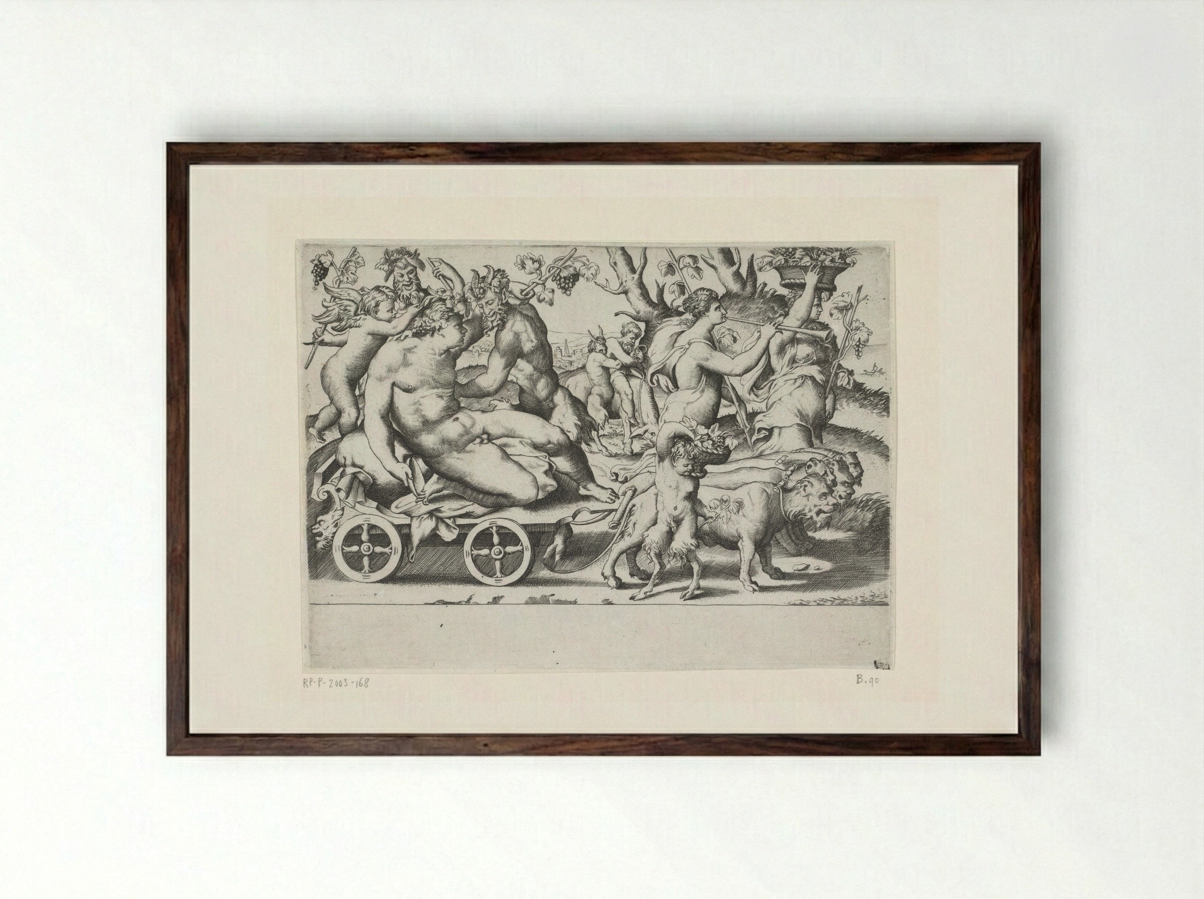 The Triumph of Bacchus - Giulio Bonasone - Framed Print Dark Wood