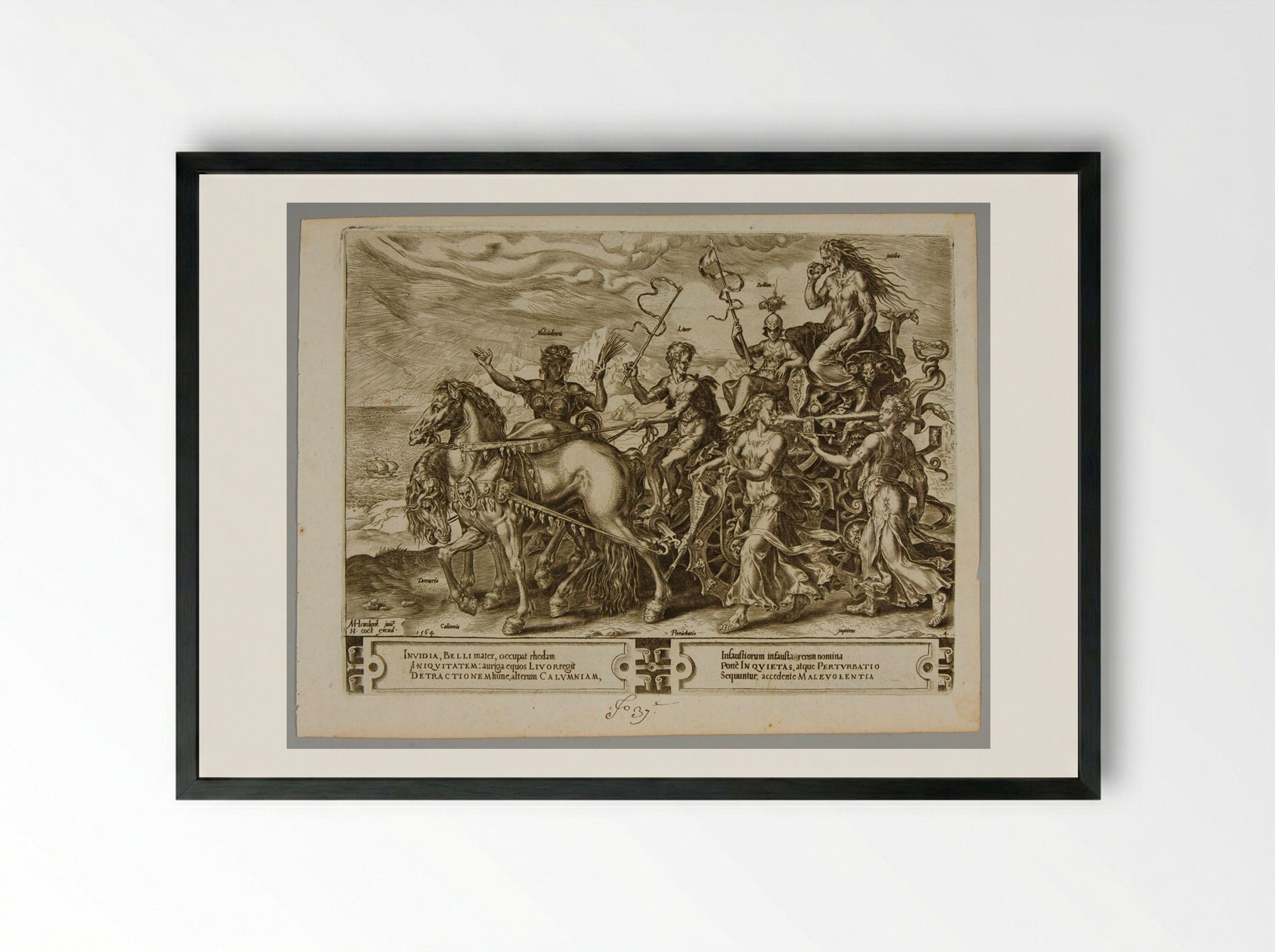 The Triumph of Envy - Cornelis Cort - Framed Print Black