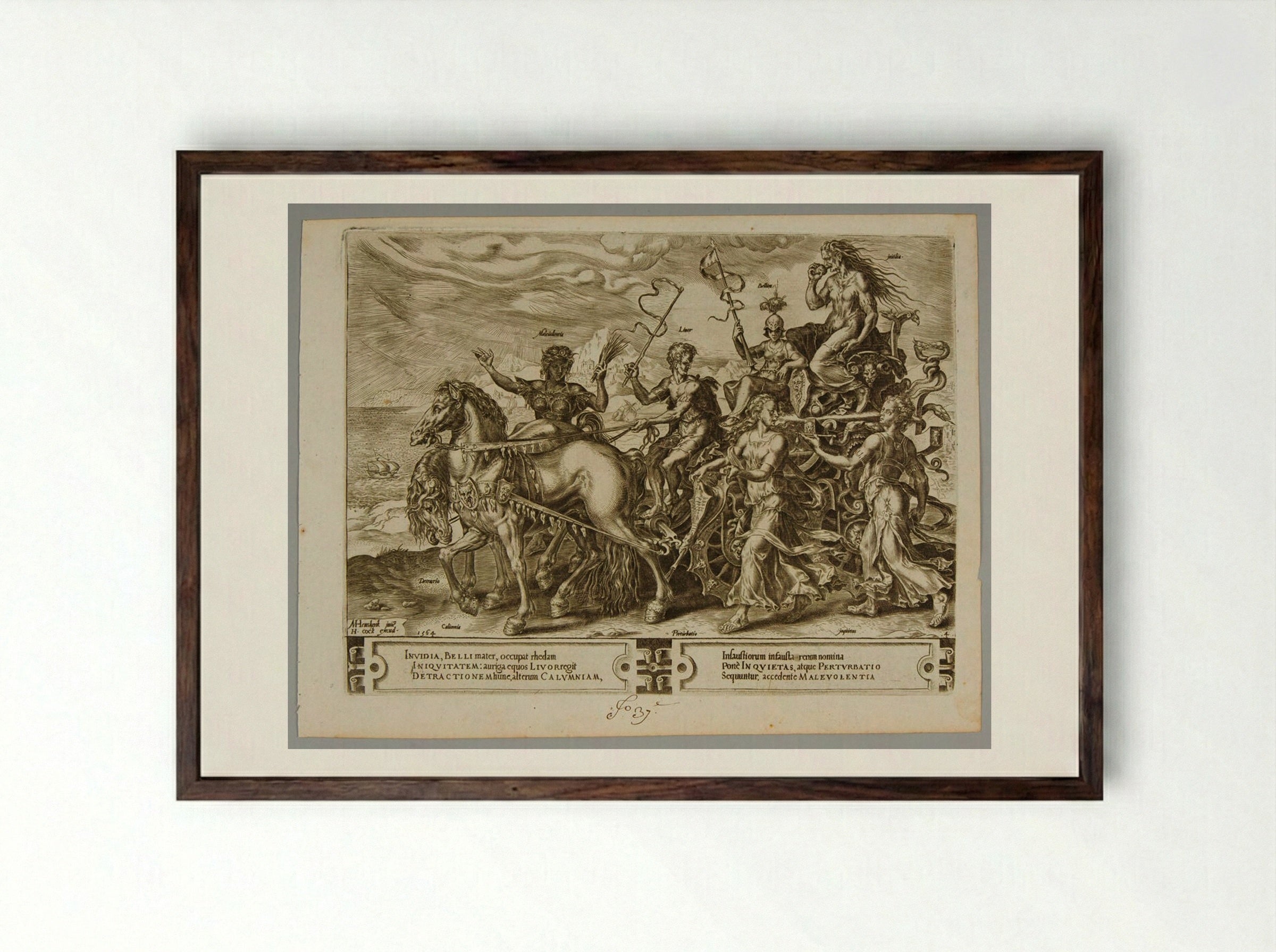 The Triumph of Envy - Cornelis Cort - Framed Print Dark Wood