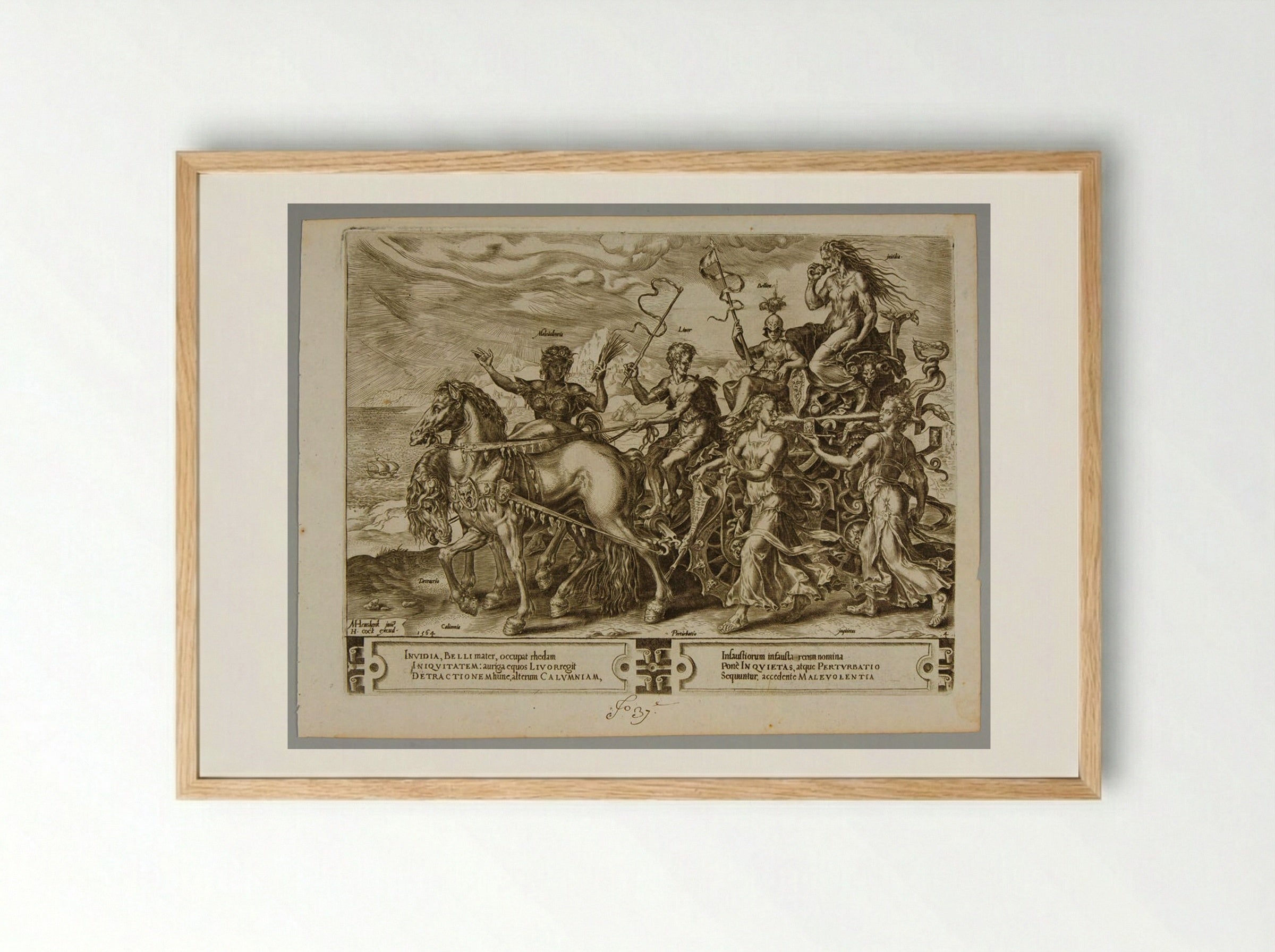 The Triumph of Envy - Cornelis Cort - Framed Print Wood
