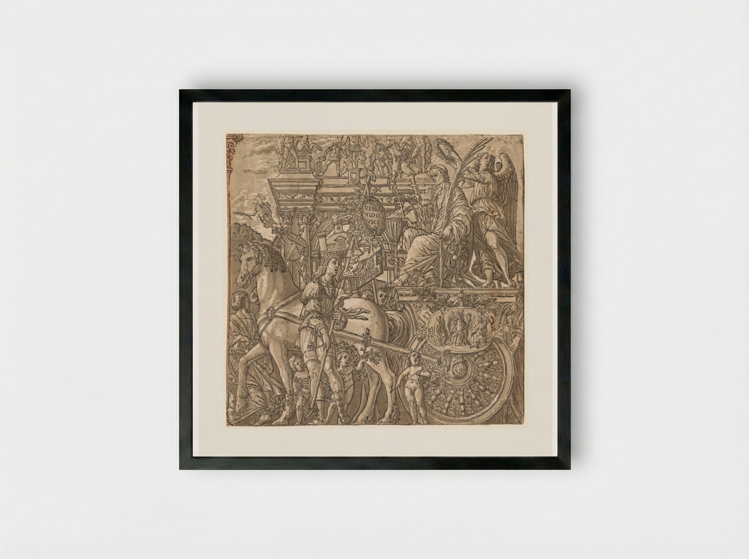 The Triumph of Julius Caesar: Caesar Triumphant - Andrea Andreani - Framed Print Black