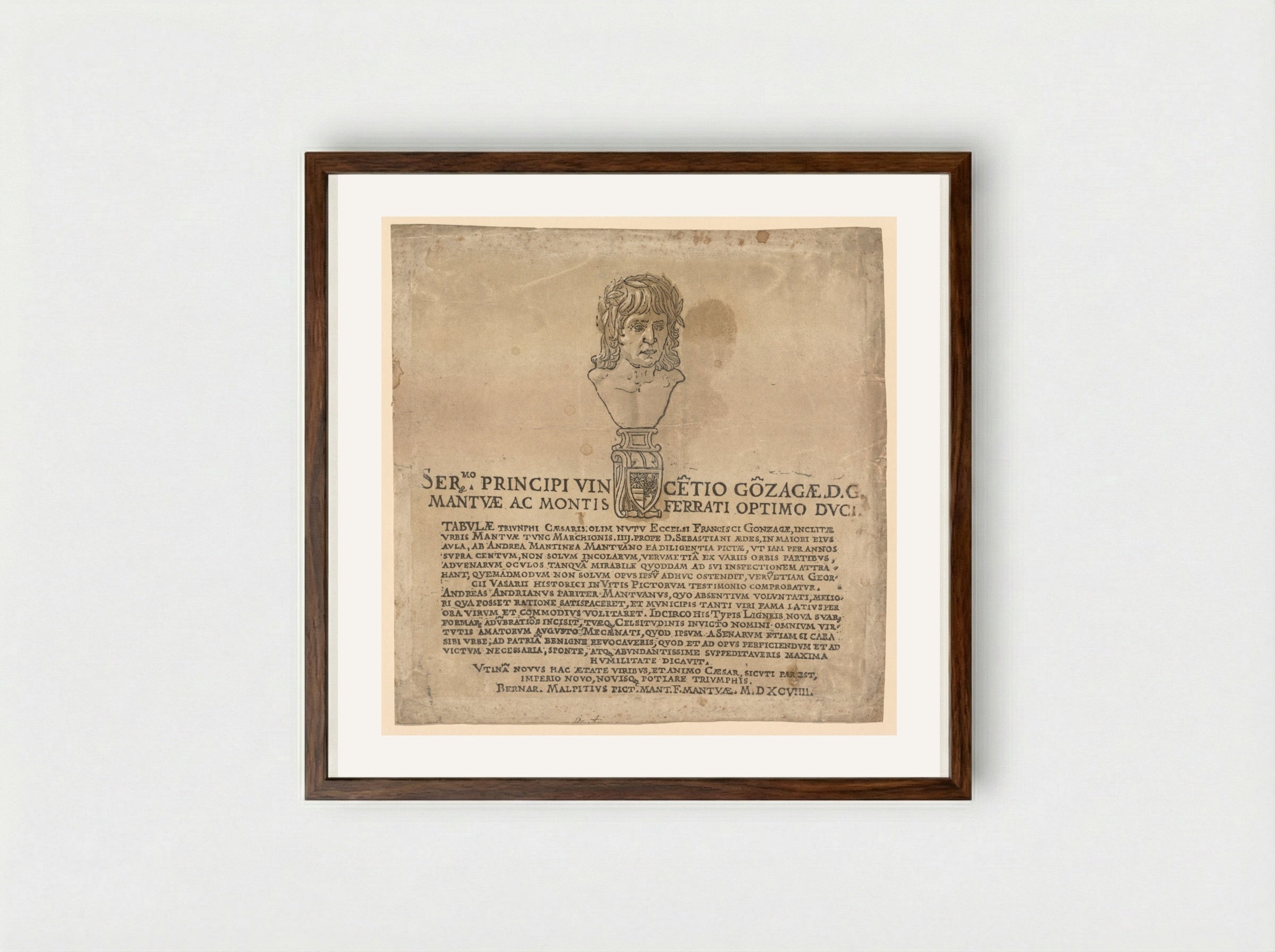 The Triumph of Julius Caesar: Frontispiece - Andrea Andreani - Framed Print Dark Wood
