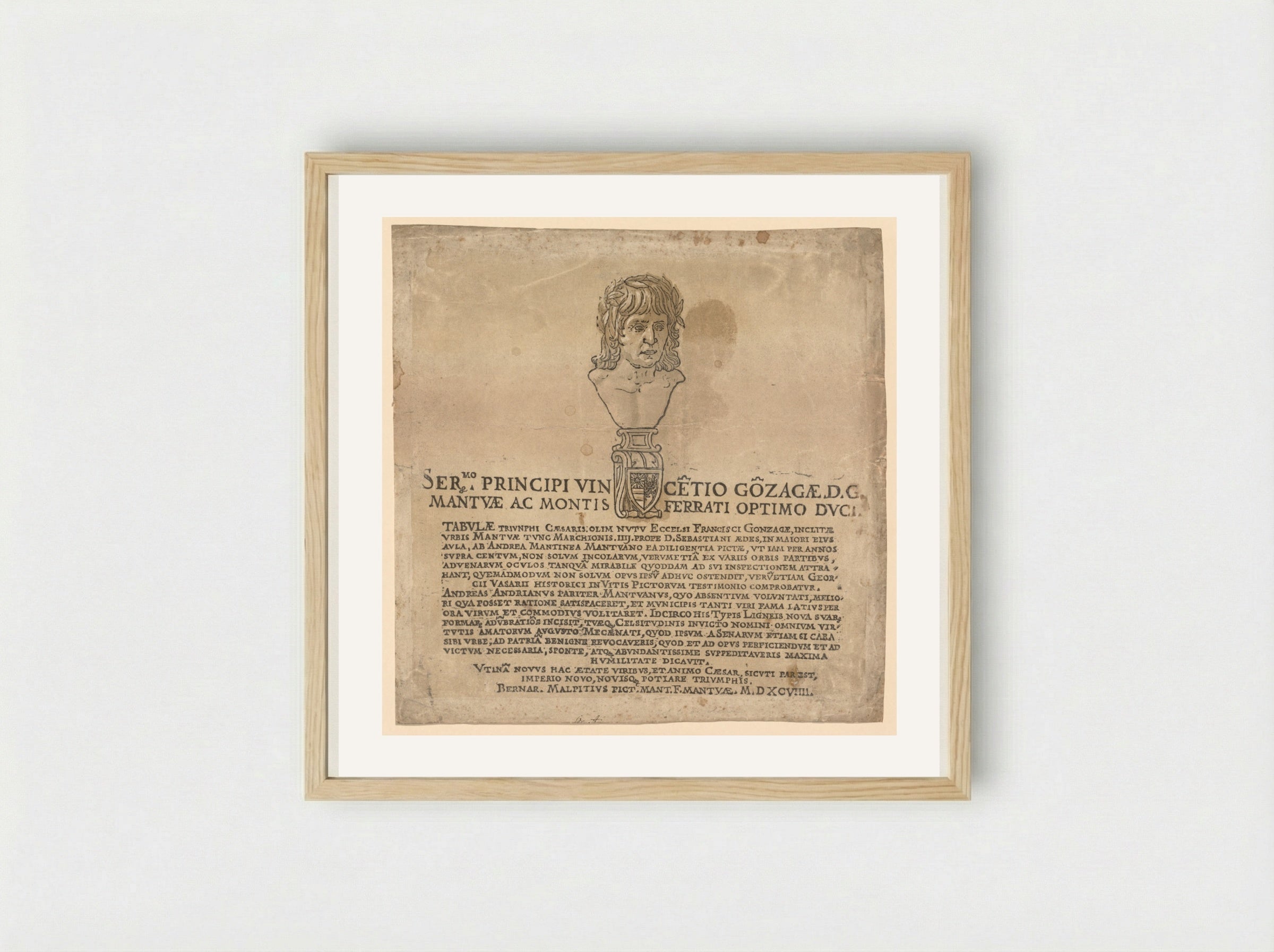 The Triumph of Julius Caesar: Frontispiece - Andrea Andreani - Framed Print Wood