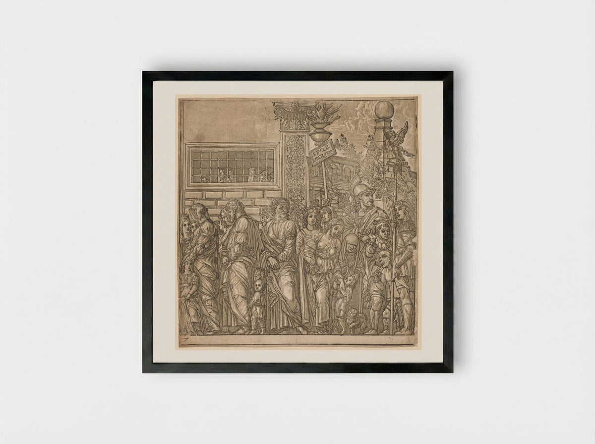 The Triumph of Julius Caesar: Procession of Men, Women and Children - Andrea Andreani - Framed Print Black