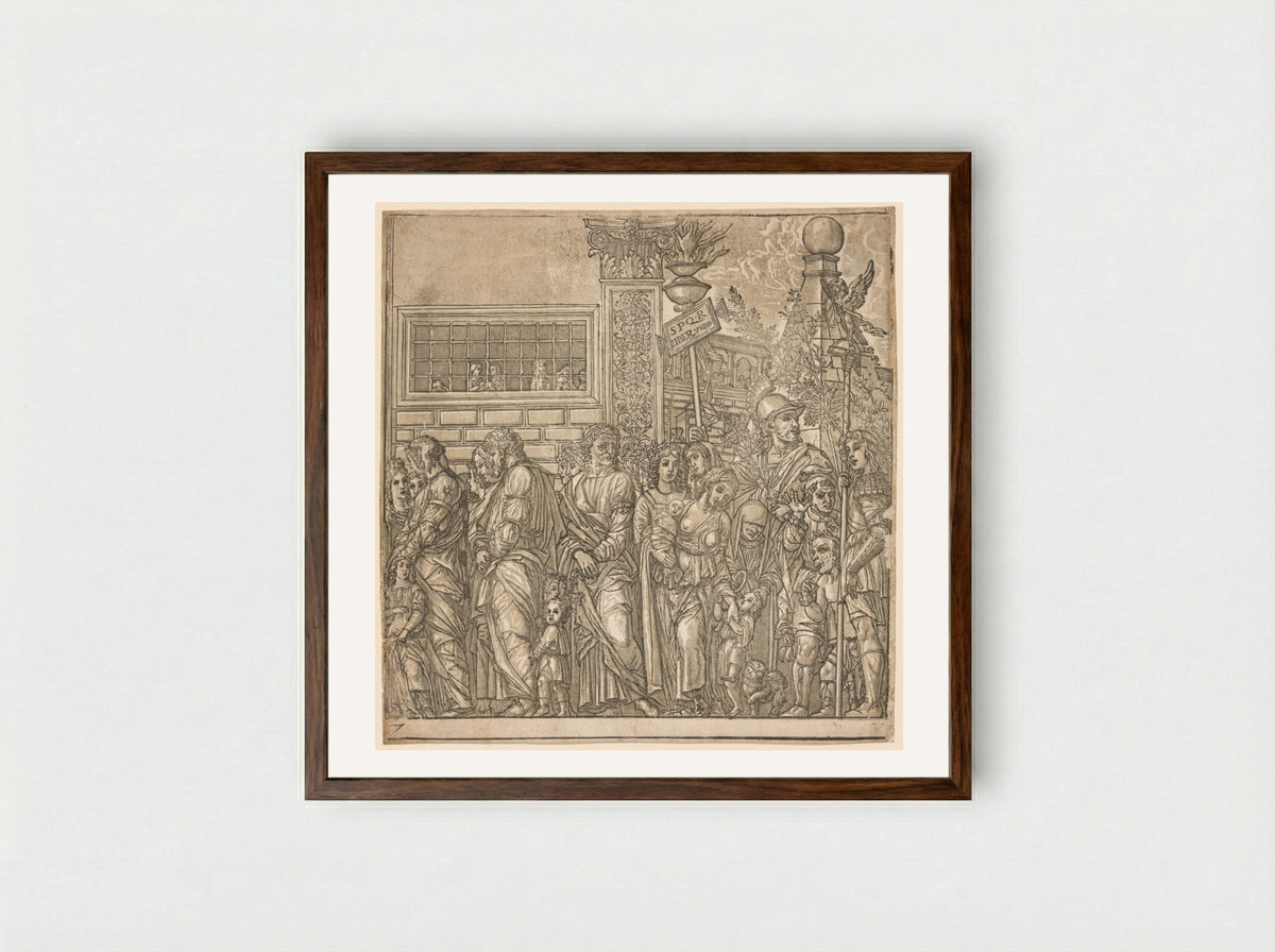 The Triumph of Julius Caesar: Procession of Men, Women and Children - Andrea Andreani - Framed Print Dark Wood