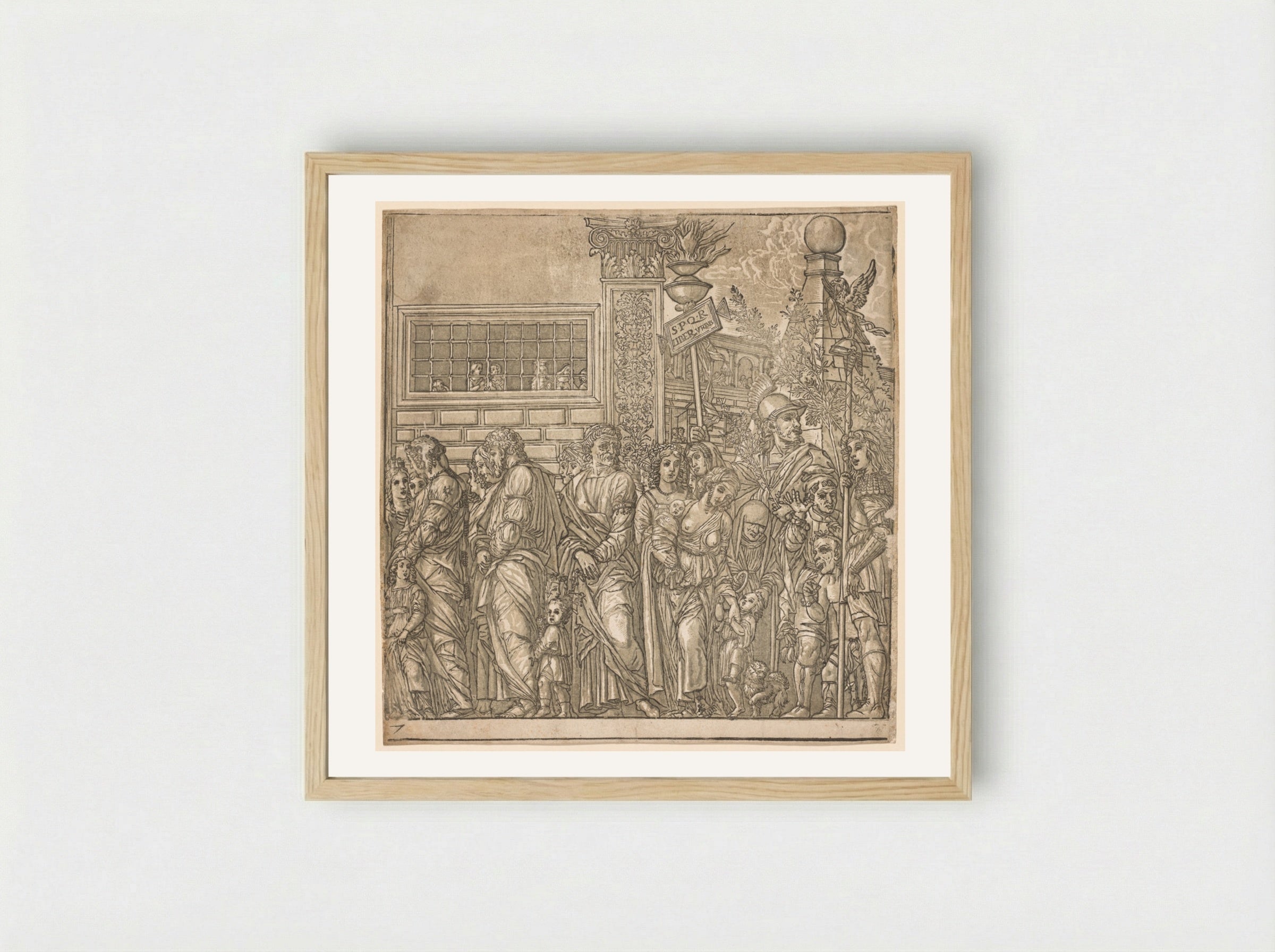 The Triumph of Julius Caesar: Procession of Men, Women and Children - Andrea Andreani - Framed Print Wood