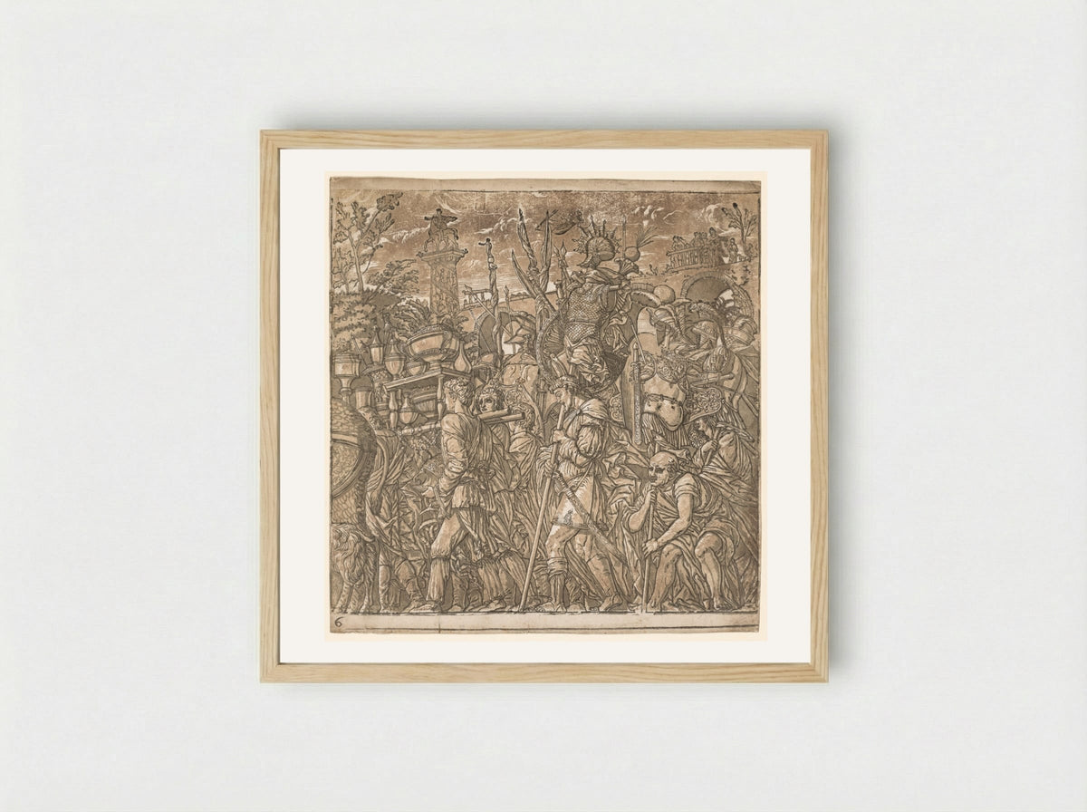 The Triumph of Julius Caesar: Soldiers Carrying Vases and Trophies of War - Andrea Andreani - Framed Print Wood