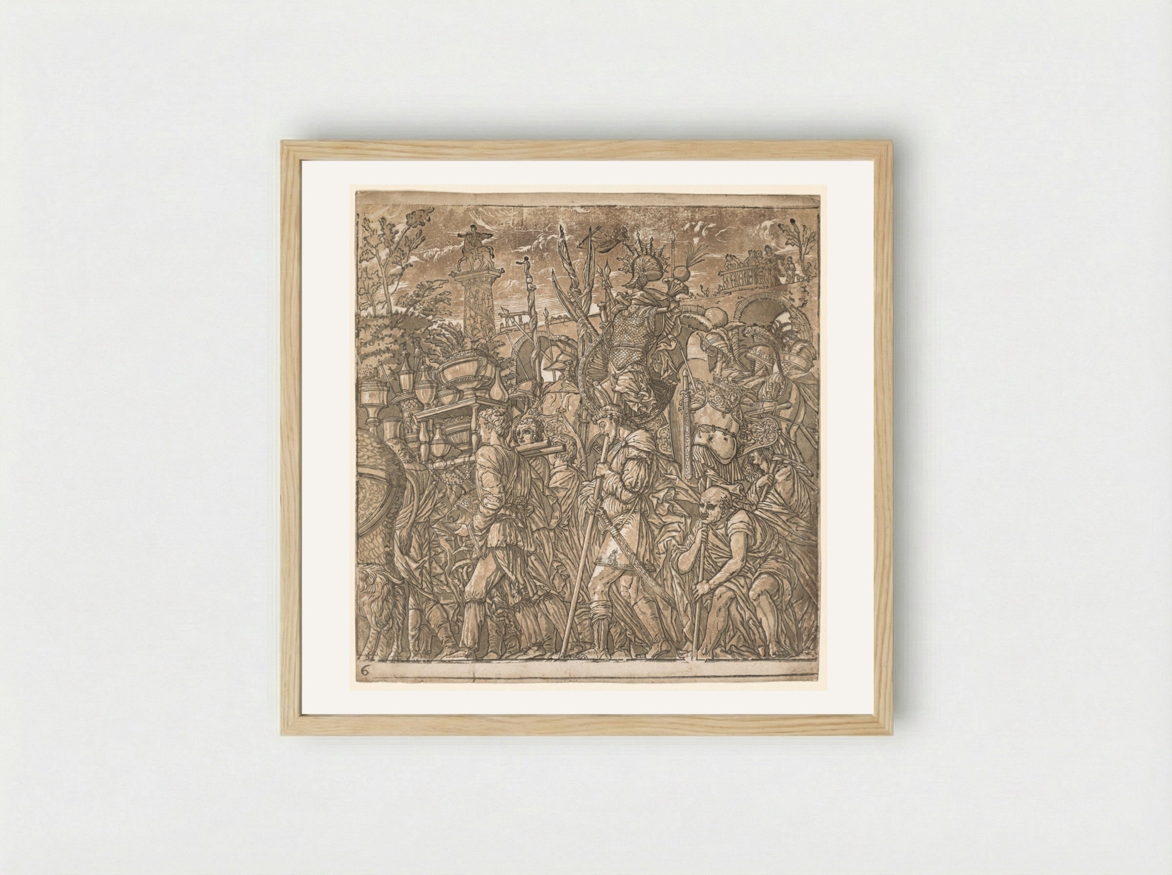 The Triumph of Julius Caesar: Soldiers Carrying Vases and Trophies of War - Andrea Andreani - Framed Print Wood