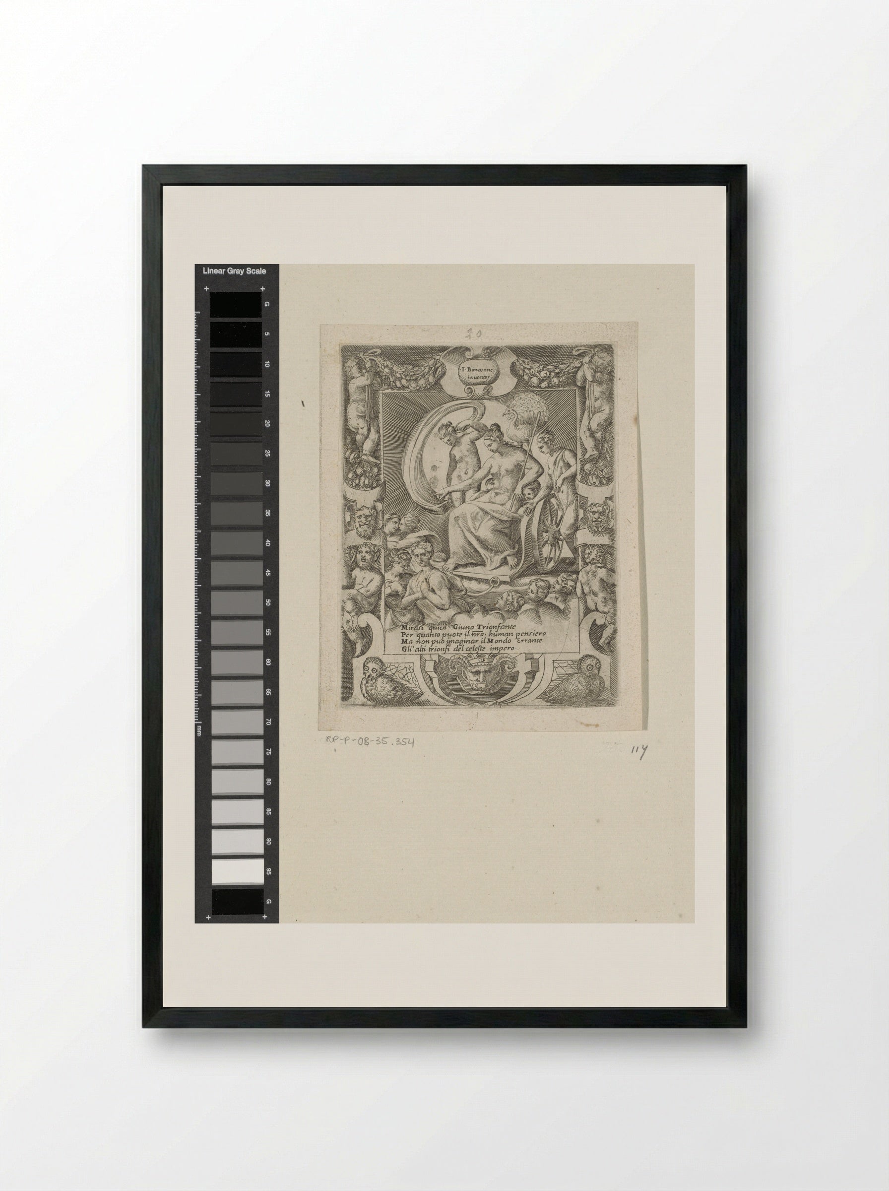 The Triumph of Juno - Giulio Bonasone - Framed Print Black