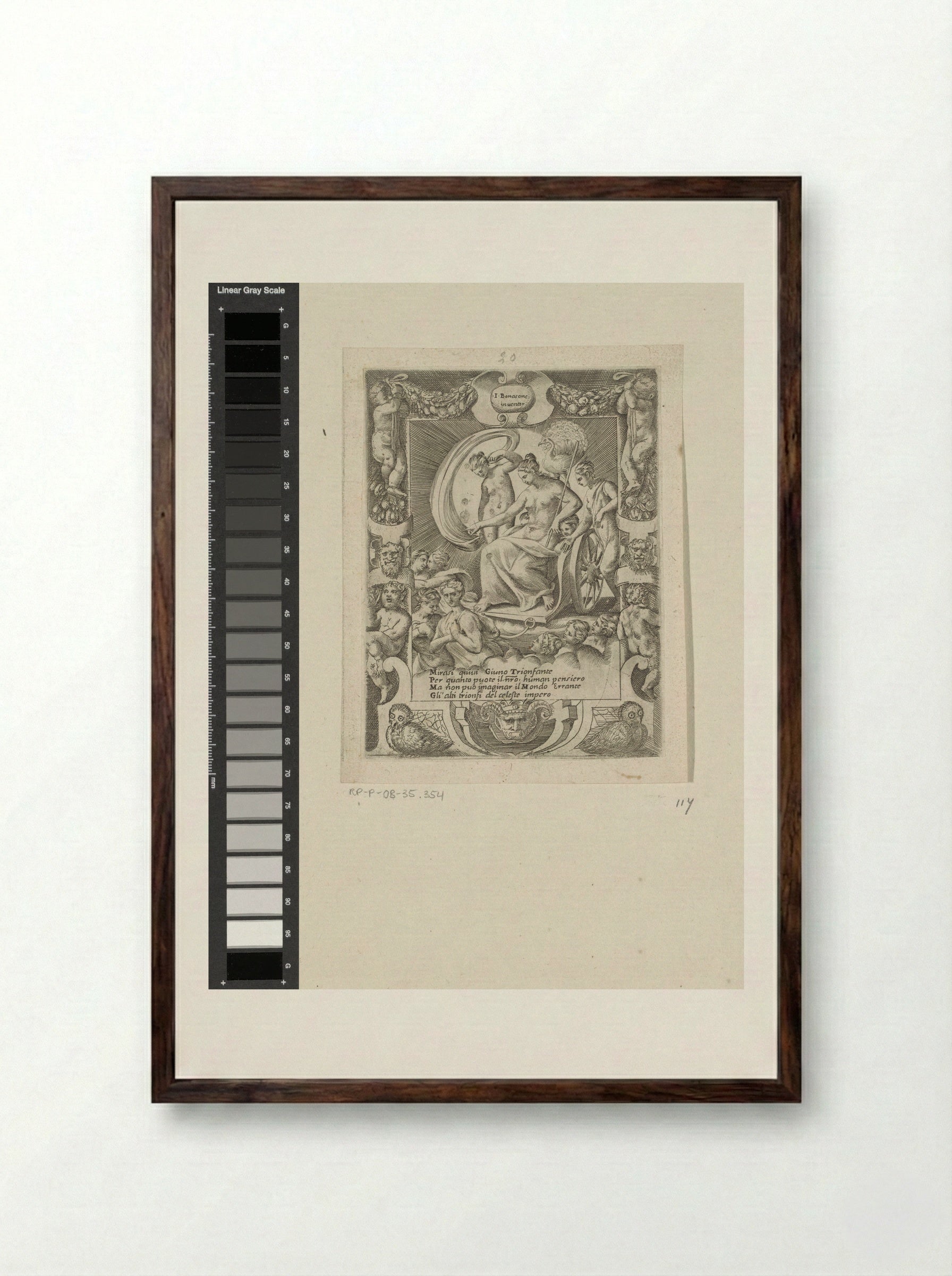 The Triumph of Juno - Giulio Bonasone - Framed Print Dark Wood
