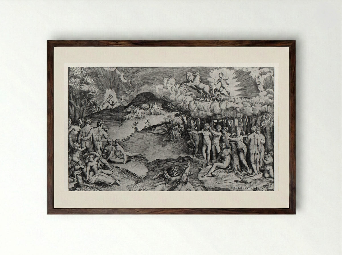 The Triumph of Love - Giulio Bonasone - Framed Print Dark Wood