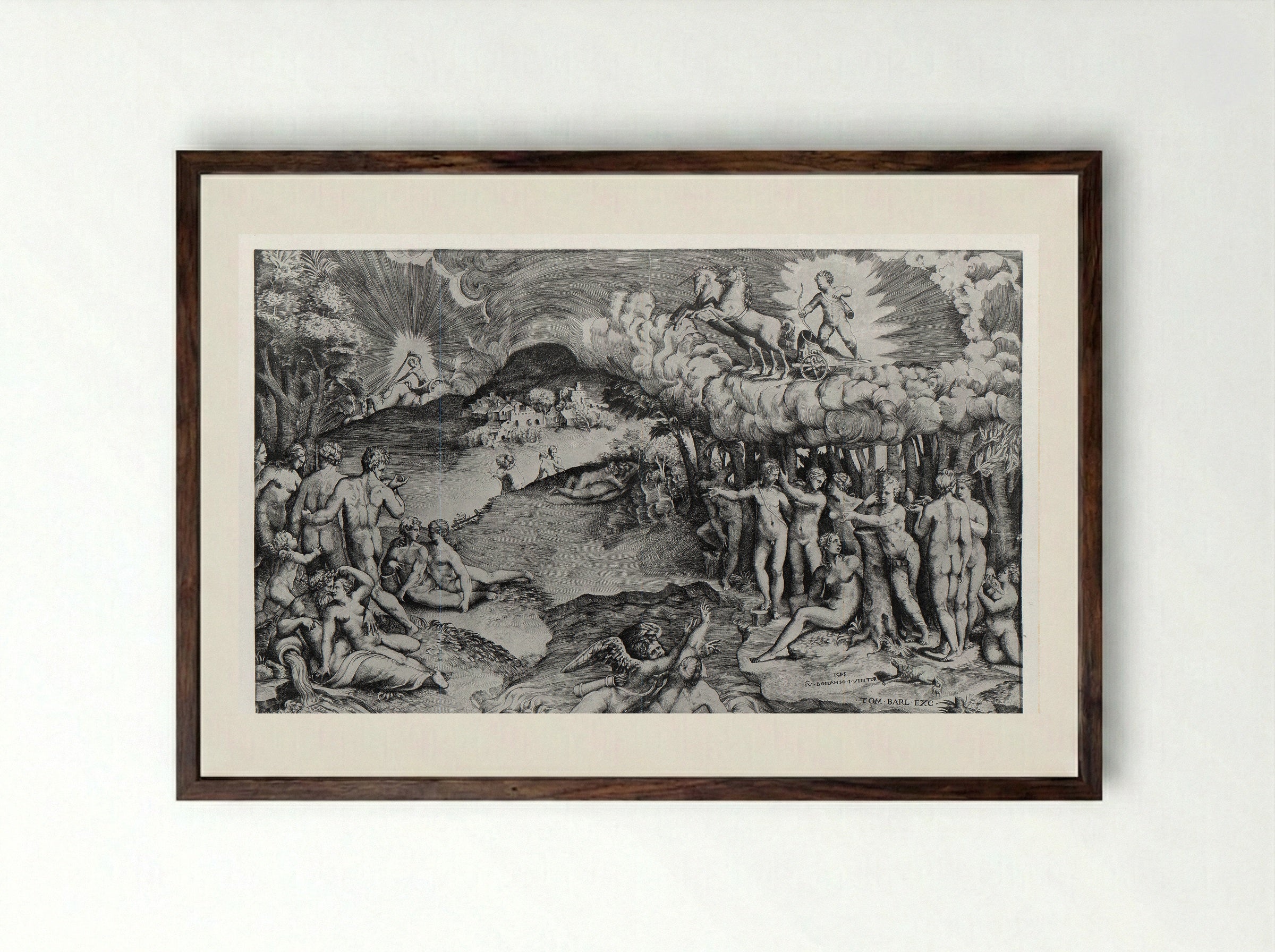 The Triumph of Love - Giulio Bonasone - Framed Print Dark Wood