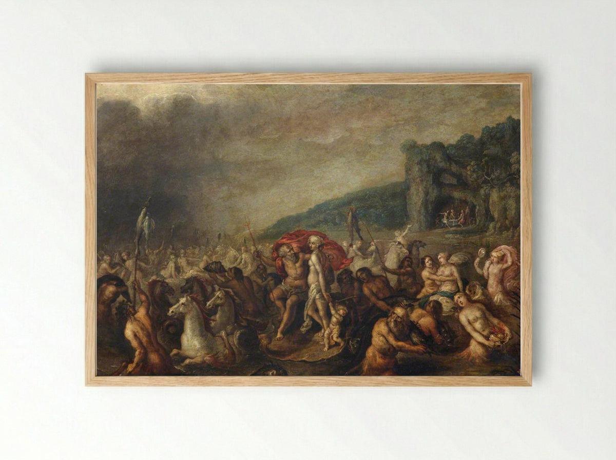 The Triumph of Neptune and Amphitrite - Frans Francken the Younger - Framed Print Wood
