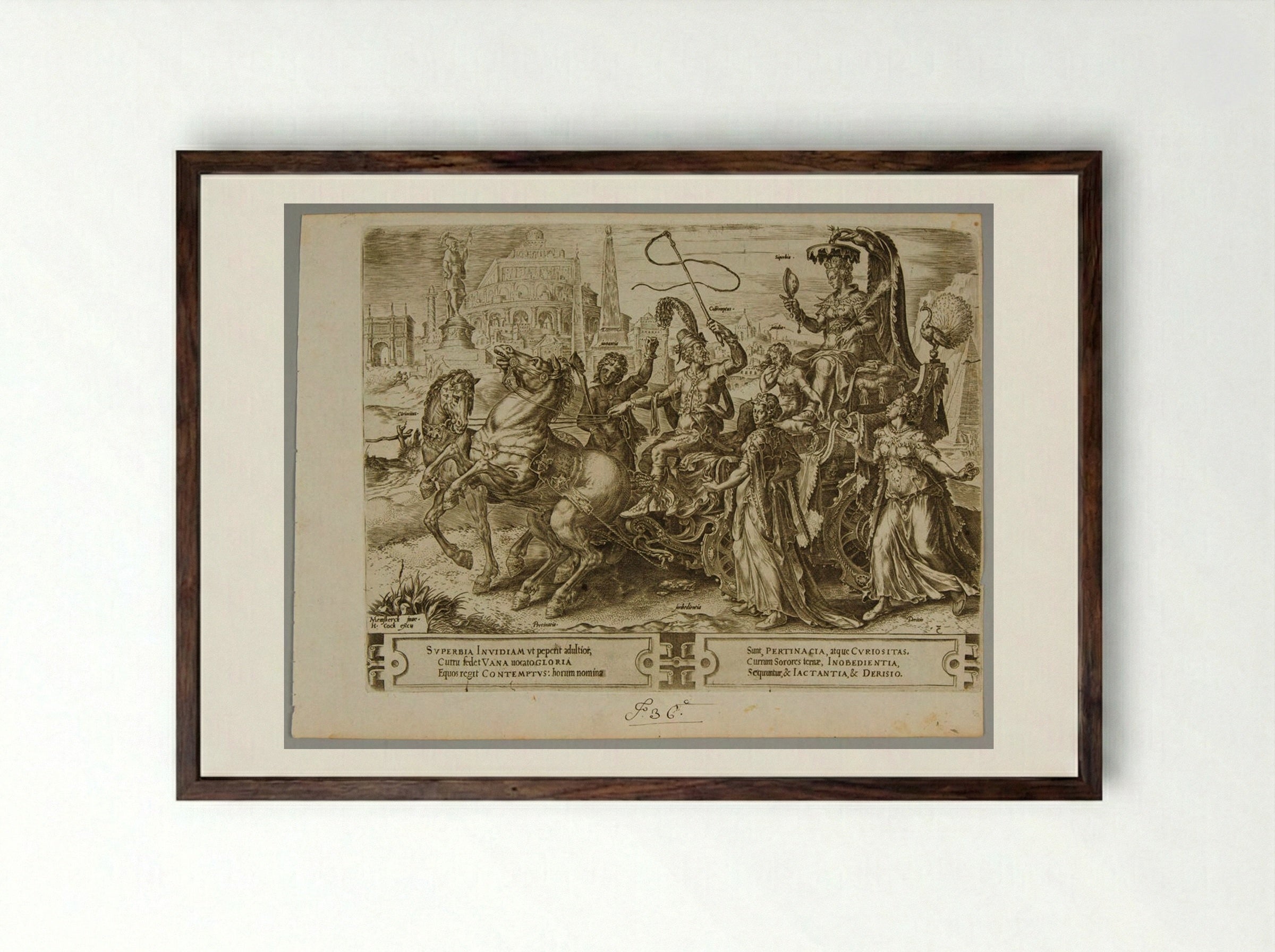 The Triumph of Pride - Cornelis Cort - Framed Print Dark Wood