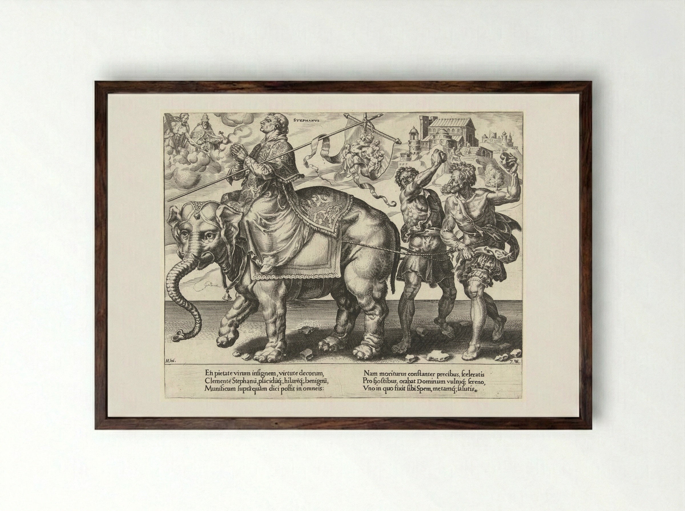 The Triumph of Saint Stephen - Hieronymus Cock - Framed Print Dark Wood