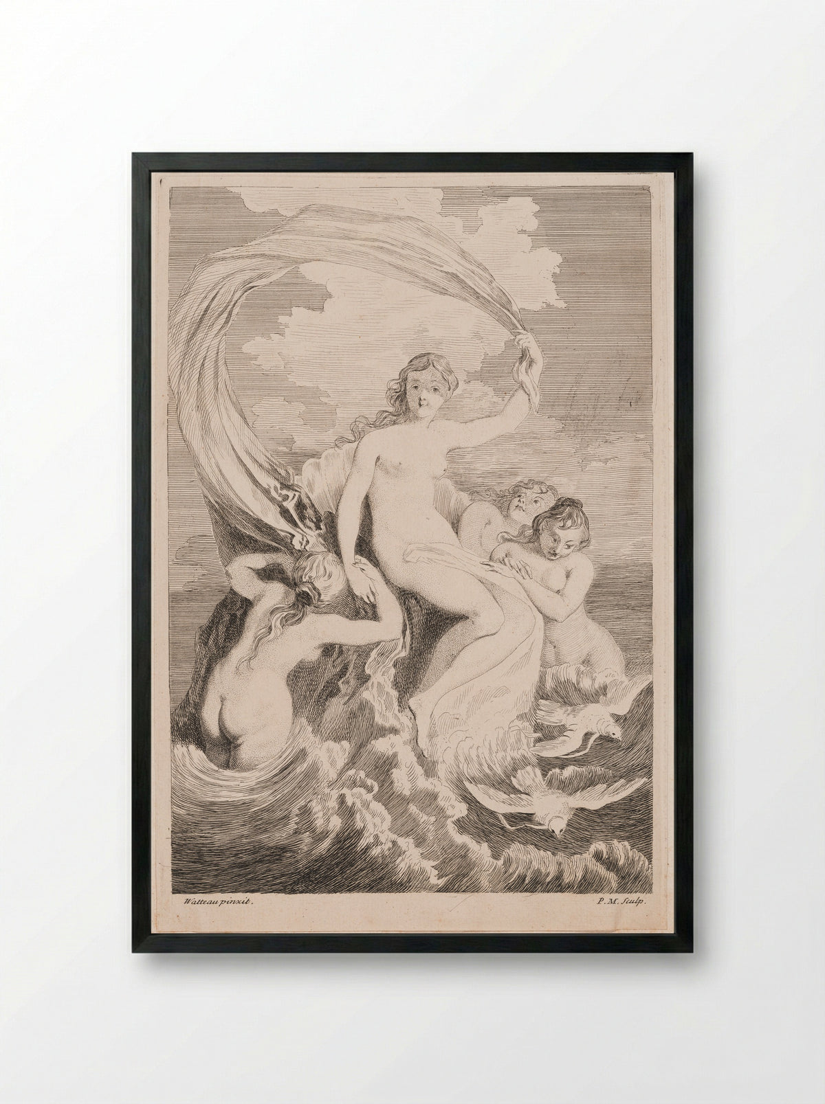 The Triumph of Venus - Philippe Mercier - Framed Print Black